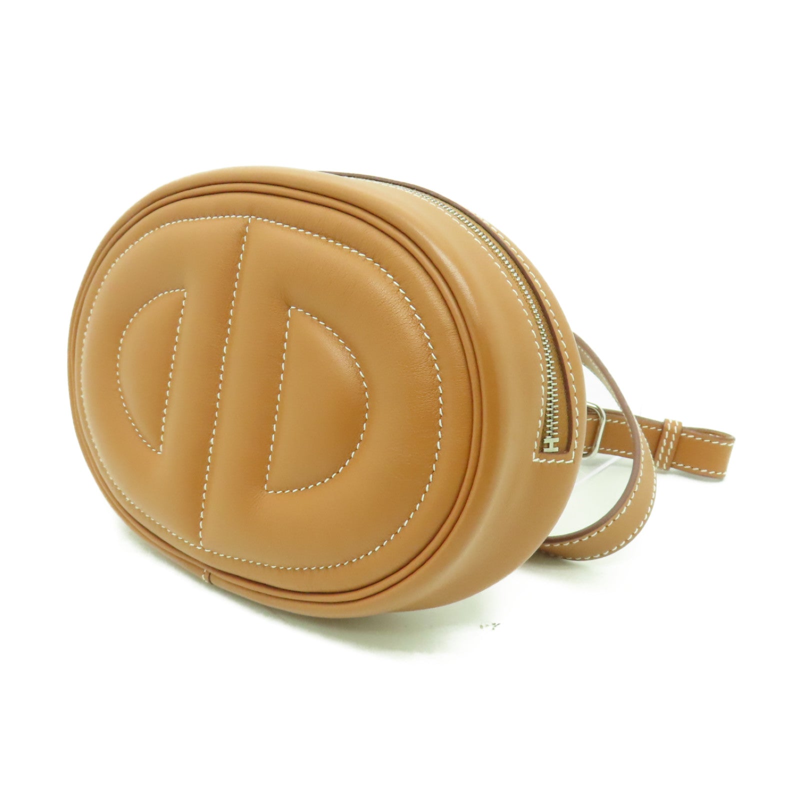 HERMES Swift皮革In The Loop Belt Bag銀扣腰包經典駝色
