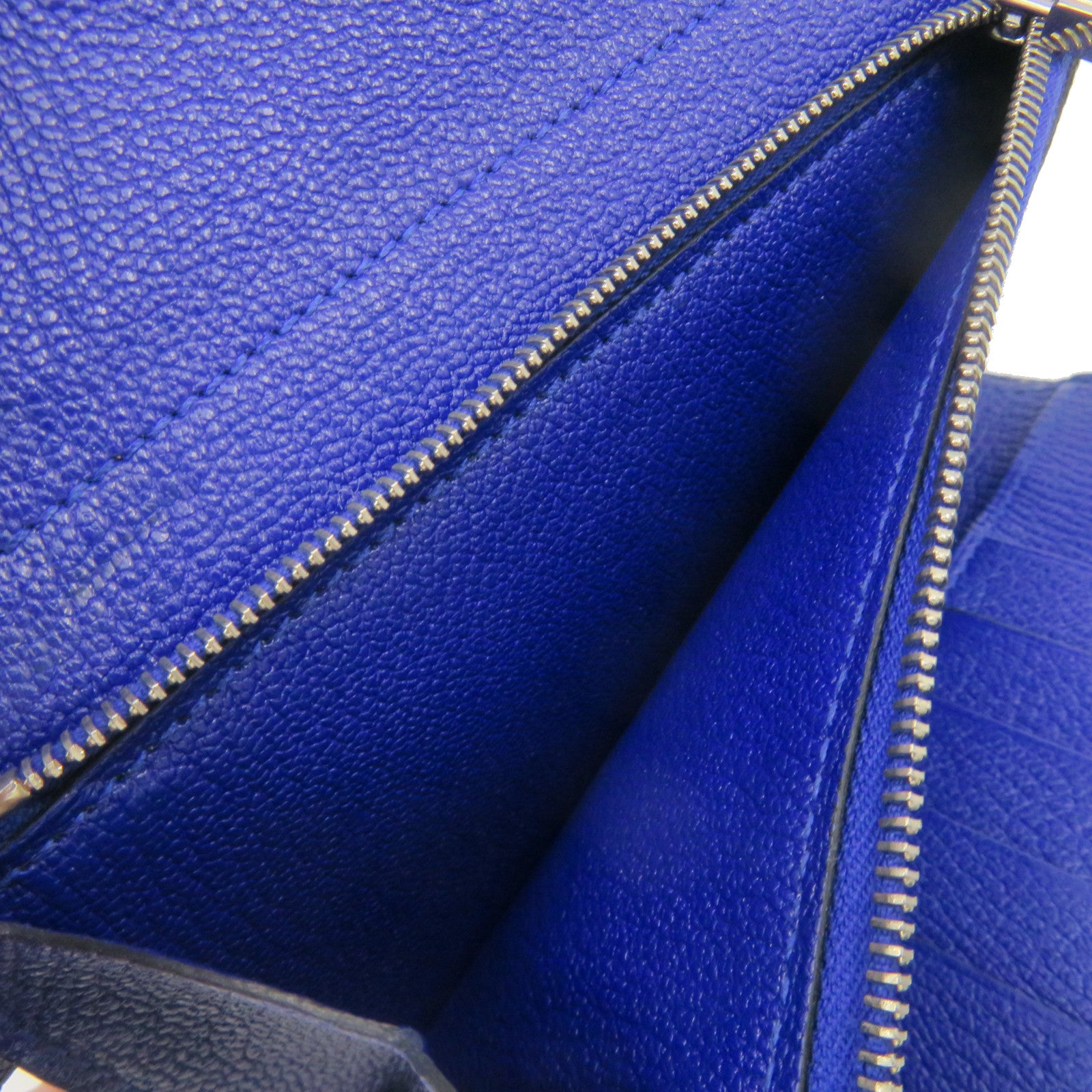 HERMES Chevre皮革Kelly Short Wallet银扣短钱包Bleu Electrique蓝色