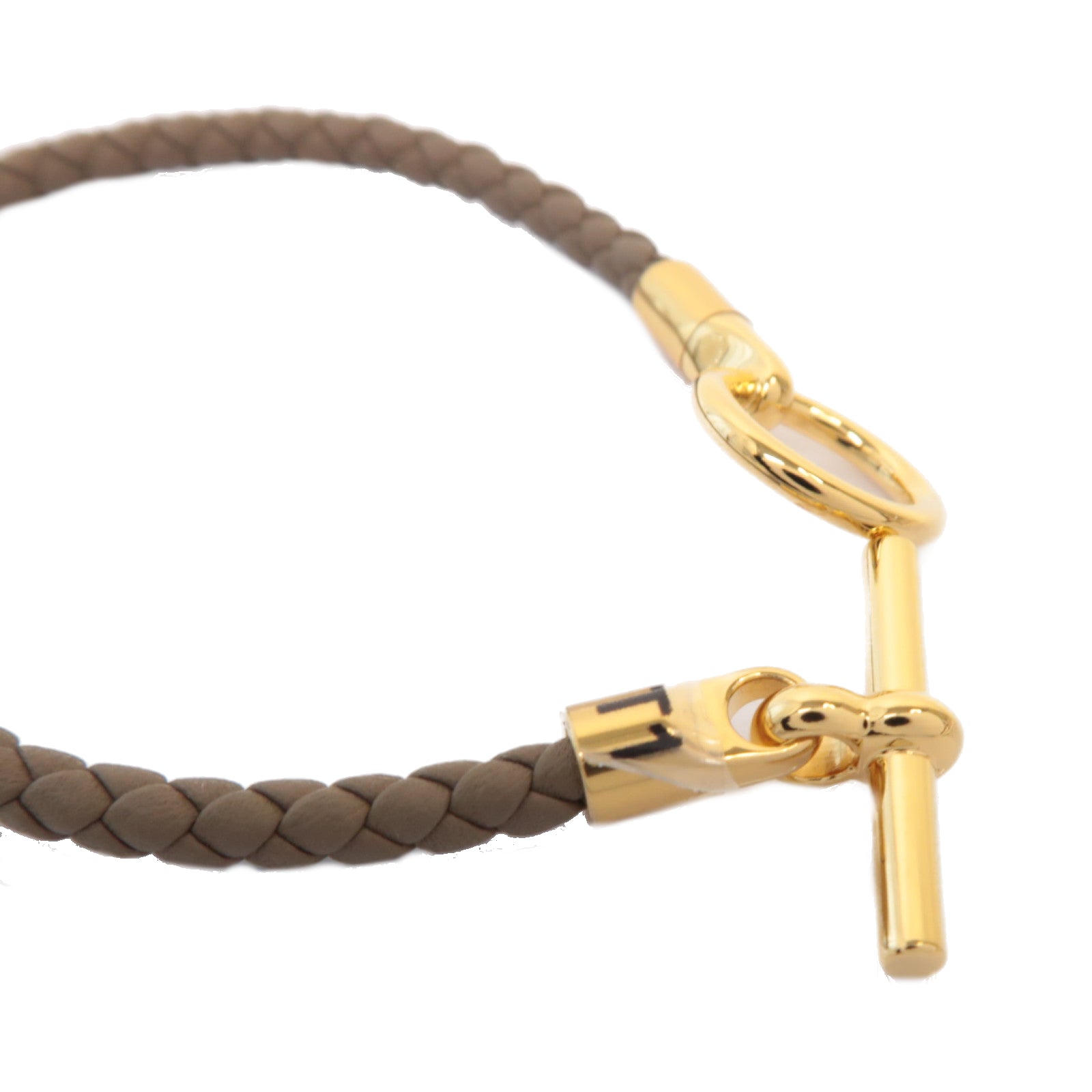 HERMES Swift皮革Glenan Bracelet金扣手鐲灰色