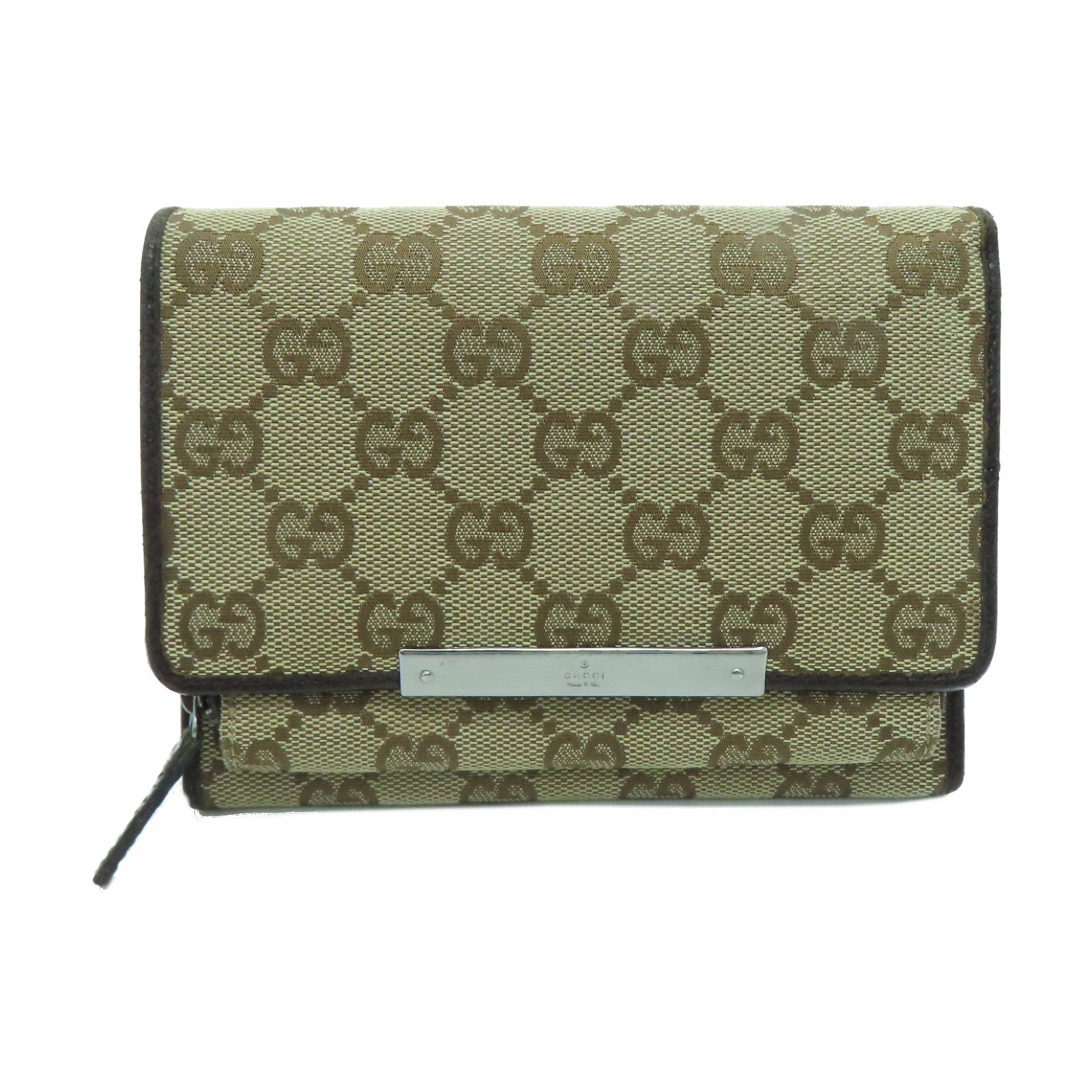 GUCCI 帆布Wallet金扣钱包米色