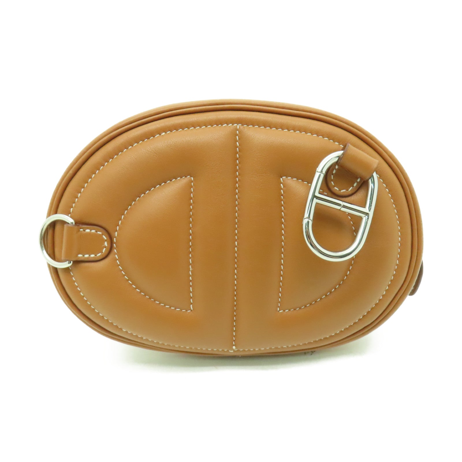 HERMES Swift皮革In The Loop Belt Bag銀扣腰包經典駝色