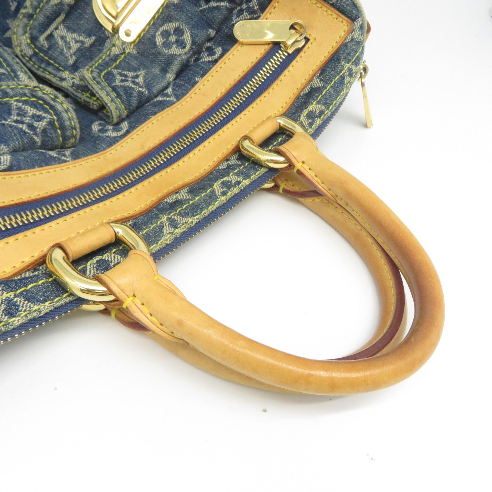 LOUIS VUITTON Monogram Denim Neo Speedy金扣手挽袋藍色