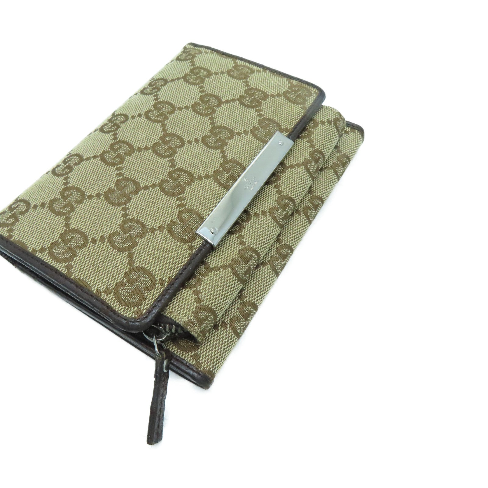 GUCCI 帆布Wallet金扣钱包米色