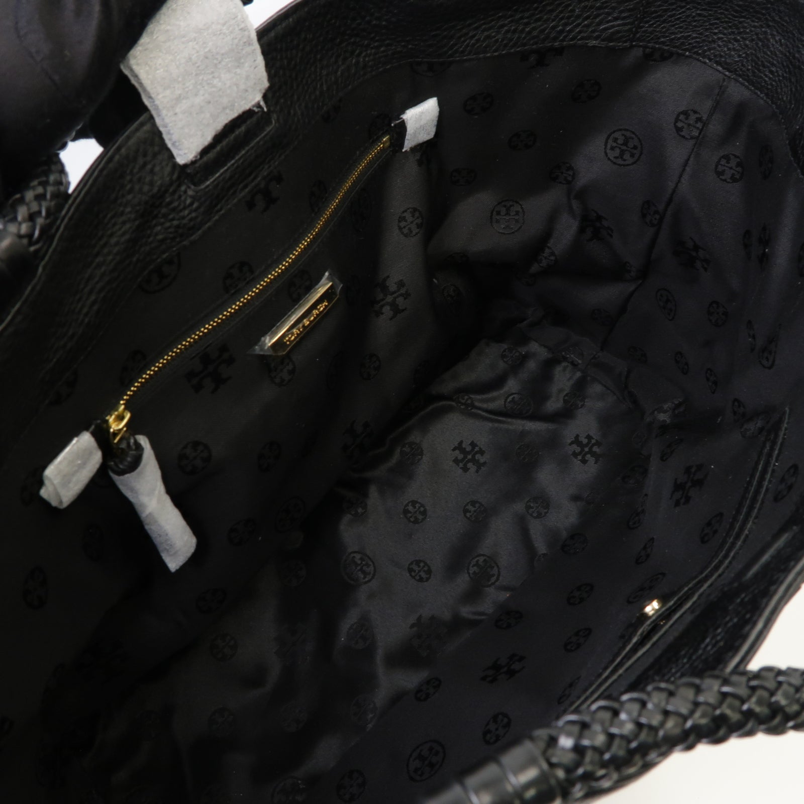 Tory Burch 牛皮皮革Tote Bag金扣手挽袋黒色
