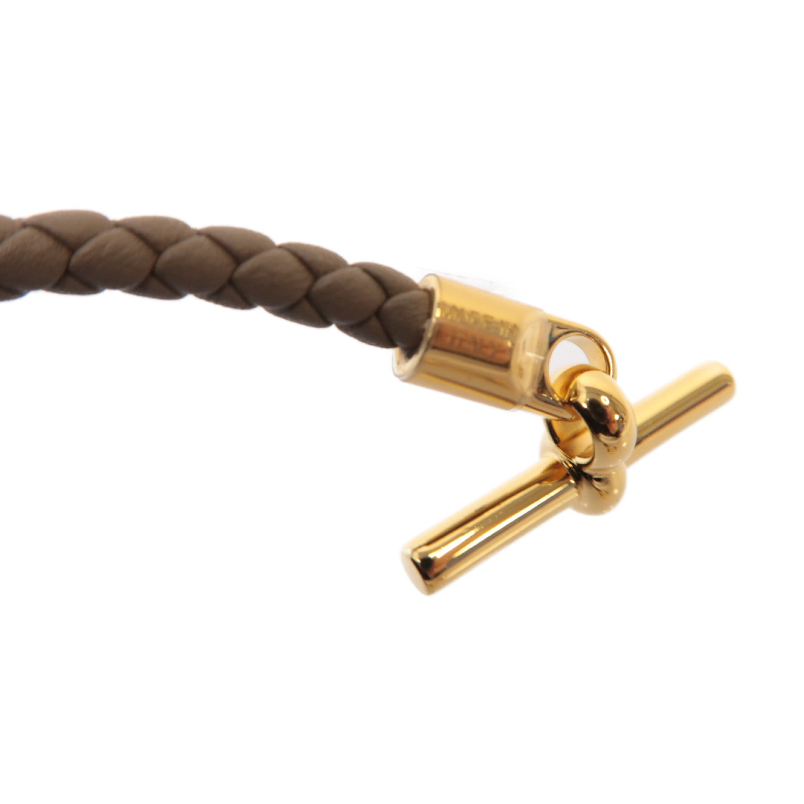HERMES Swift皮革Glenan Bracelet金扣手鐲灰色