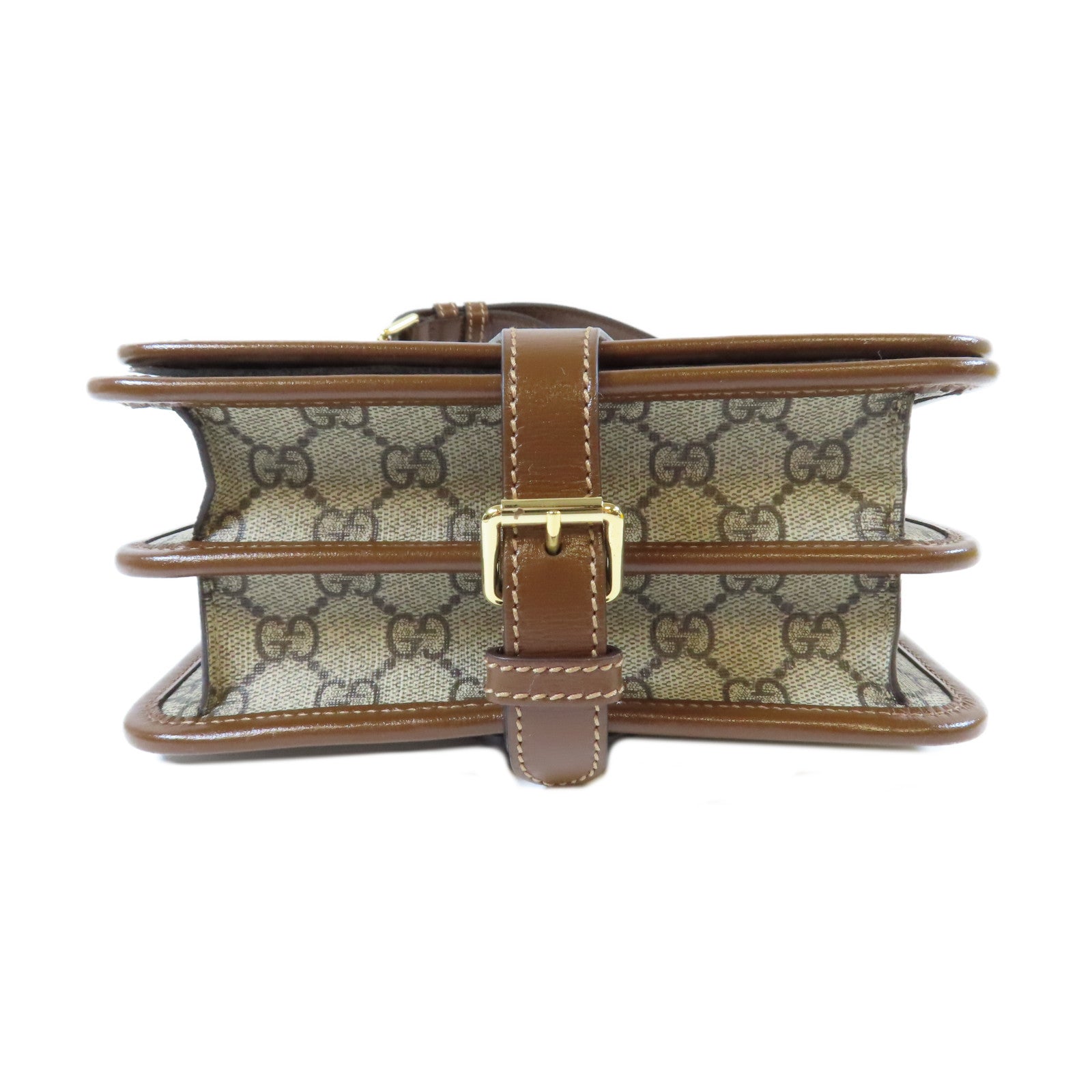 GUCCI 塗層帆布GG Retro金扣肩背袋啡色