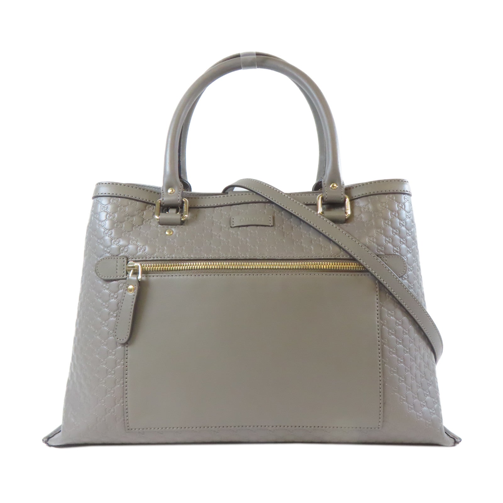 GUCCI 牛皮皮革Shoulder Bag金扣手挽肩背兩用袋灰色