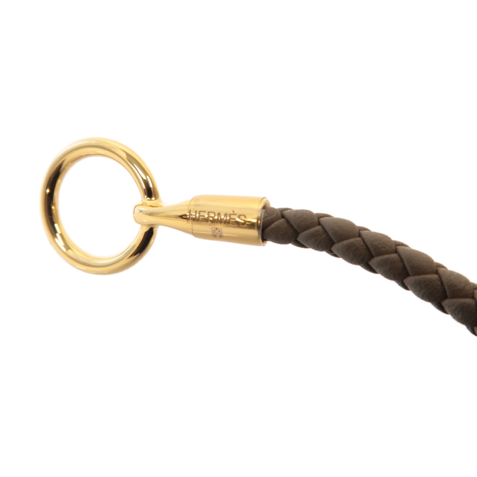 HERMES Swift皮革Glenan Bracelet金扣手鐲灰色