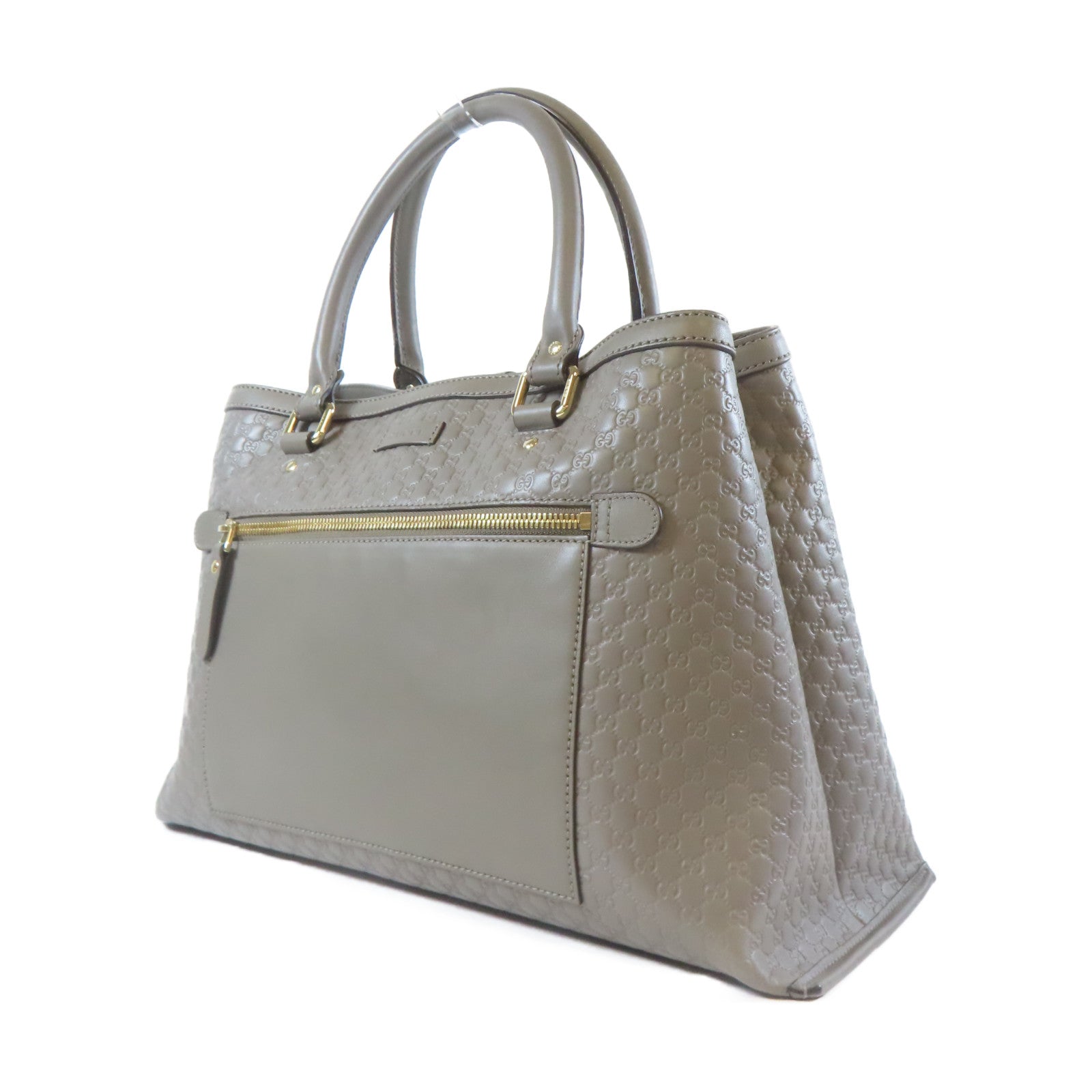 GUCCI 牛皮皮革Shoulder Bag金扣手挽肩背兩用袋灰色