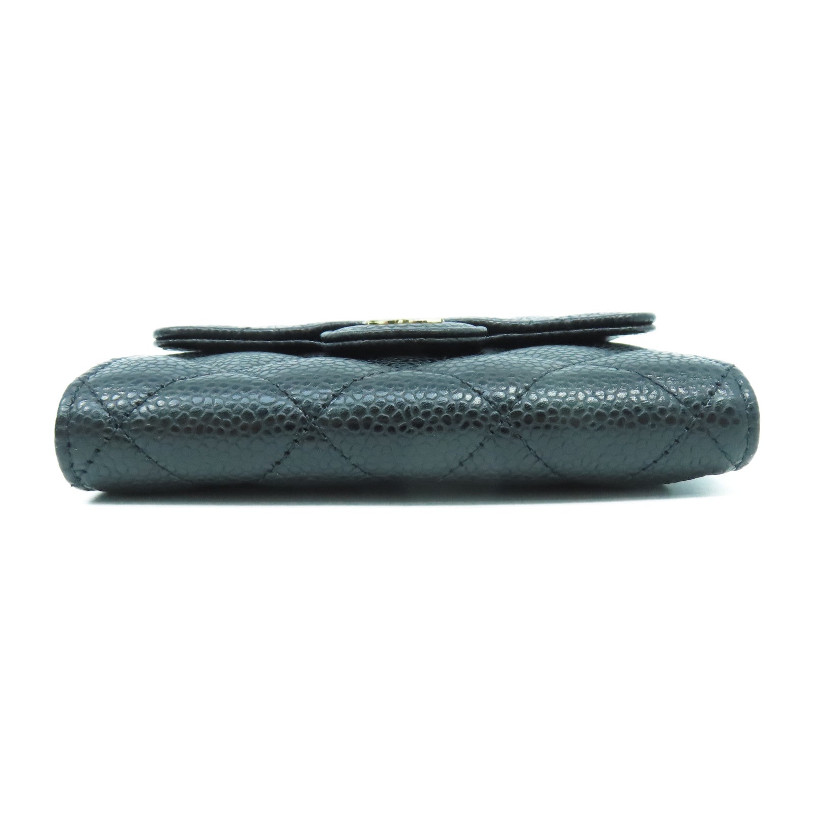 CHANEL 菱格Caviar皮革Wallet金扣錢包黑色