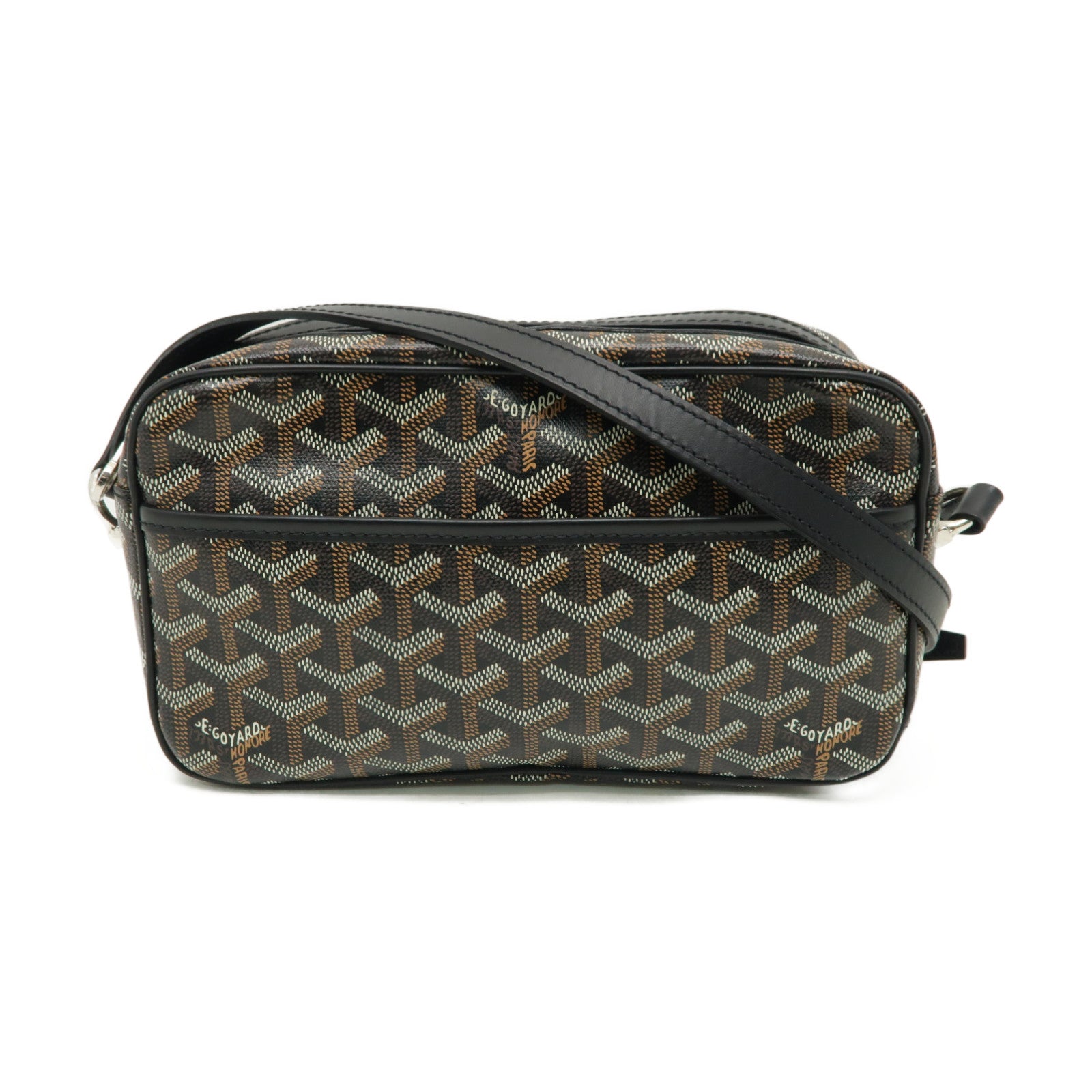 GOYARD 塗層帆布Cap-Vert PM銀扣肩背袋黒色/棕色