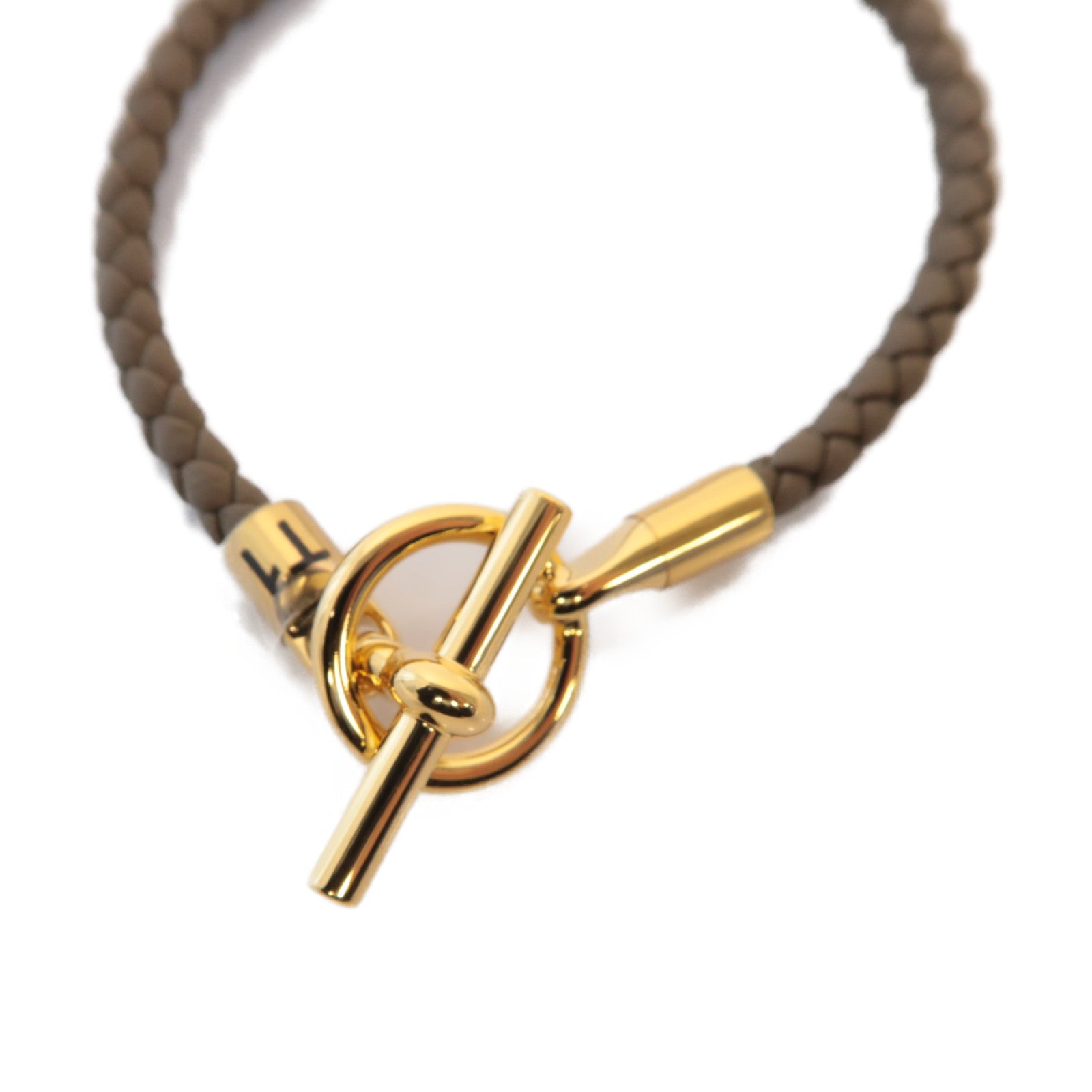 HERMES Swift皮革Glenan Bracelet金扣手鐲灰色