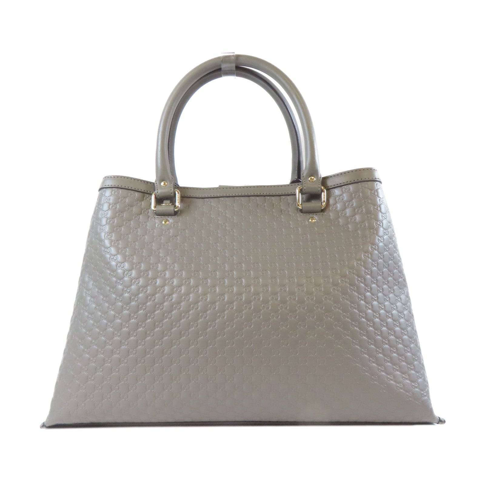 GUCCI 牛皮皮革Shoulder Bag金扣手挽肩背兩用袋灰色