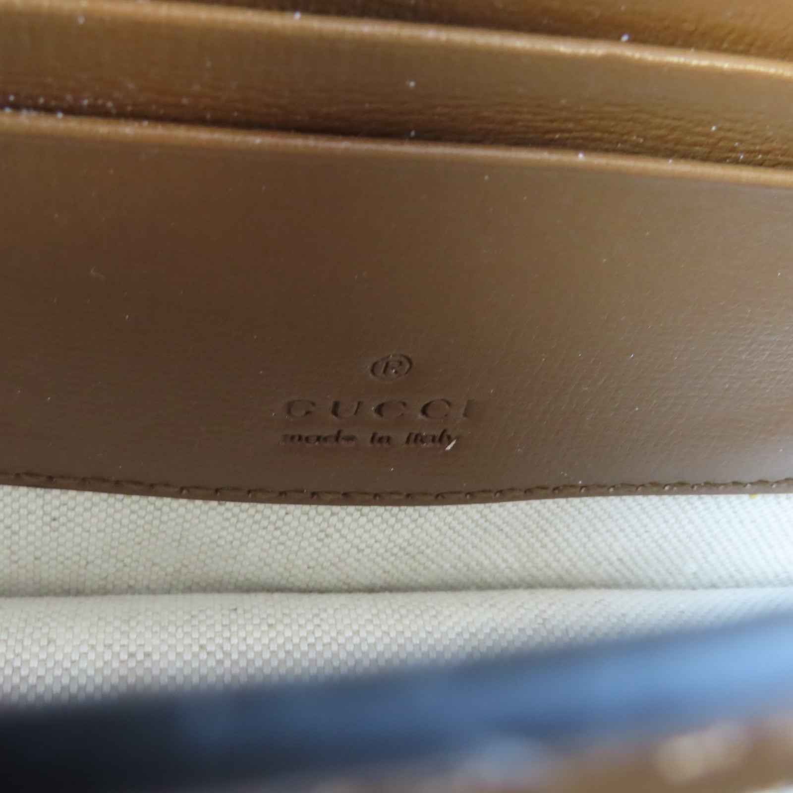 GUCCI 塗層帆布GG Retro金扣肩背袋啡色