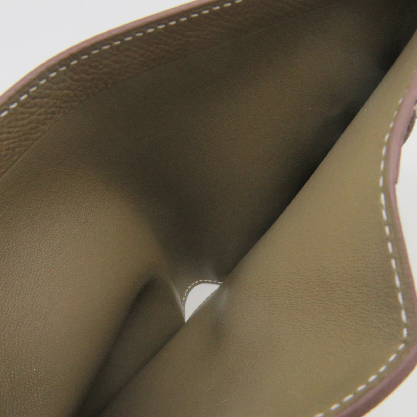 HERMES Epsom Leather Bearn Wallet Silver Buckle Short Wallet Etoupe Brown