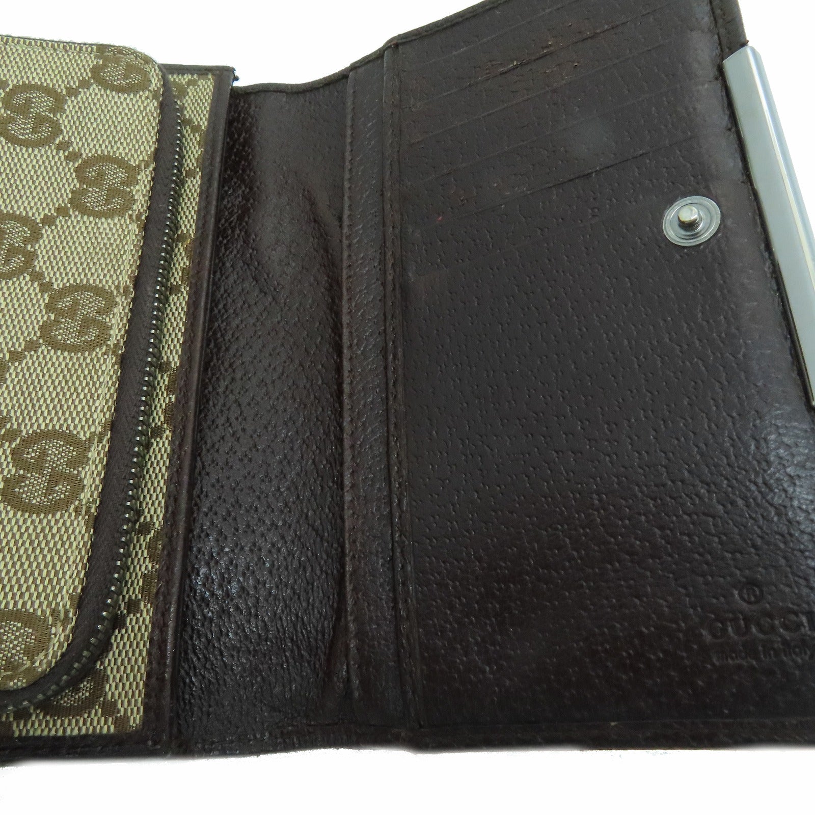 GUCCI 帆布Wallet金扣钱包米色