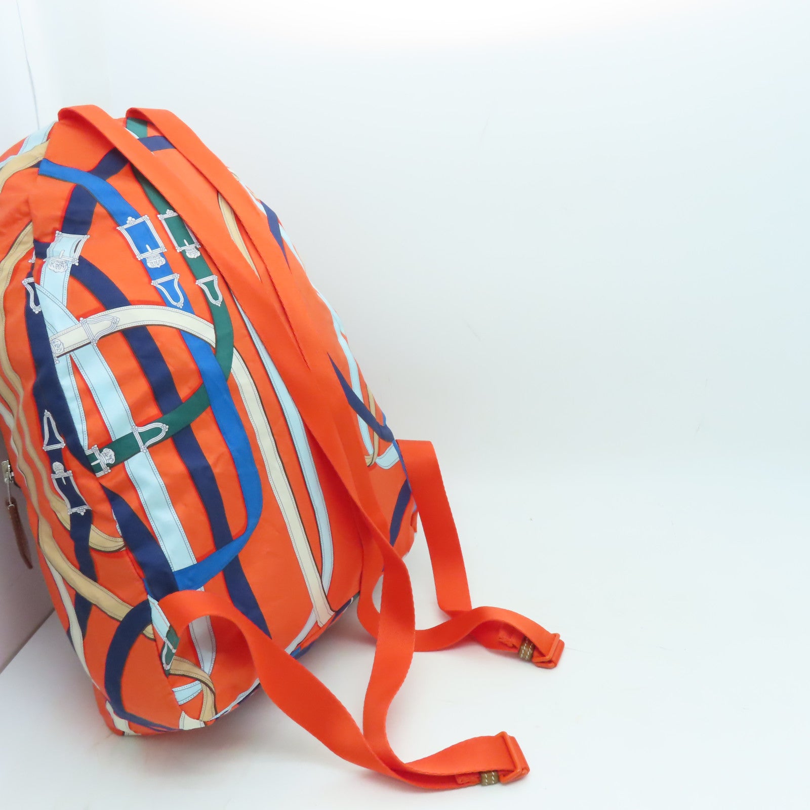 HERMES 絲質Airsilk Backpack銀扣背包橙色
