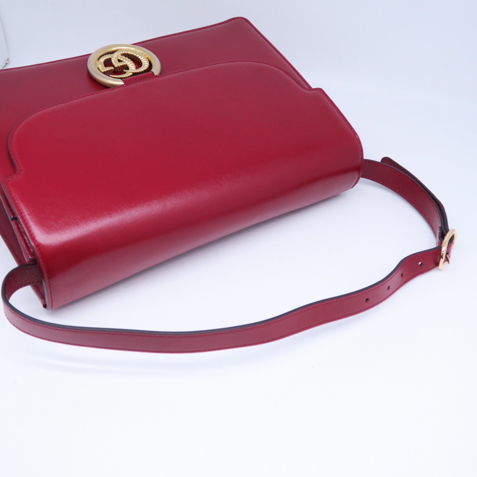 GUCCI 牛皮皮革Shoulder Bag金扣肩背袋紅色