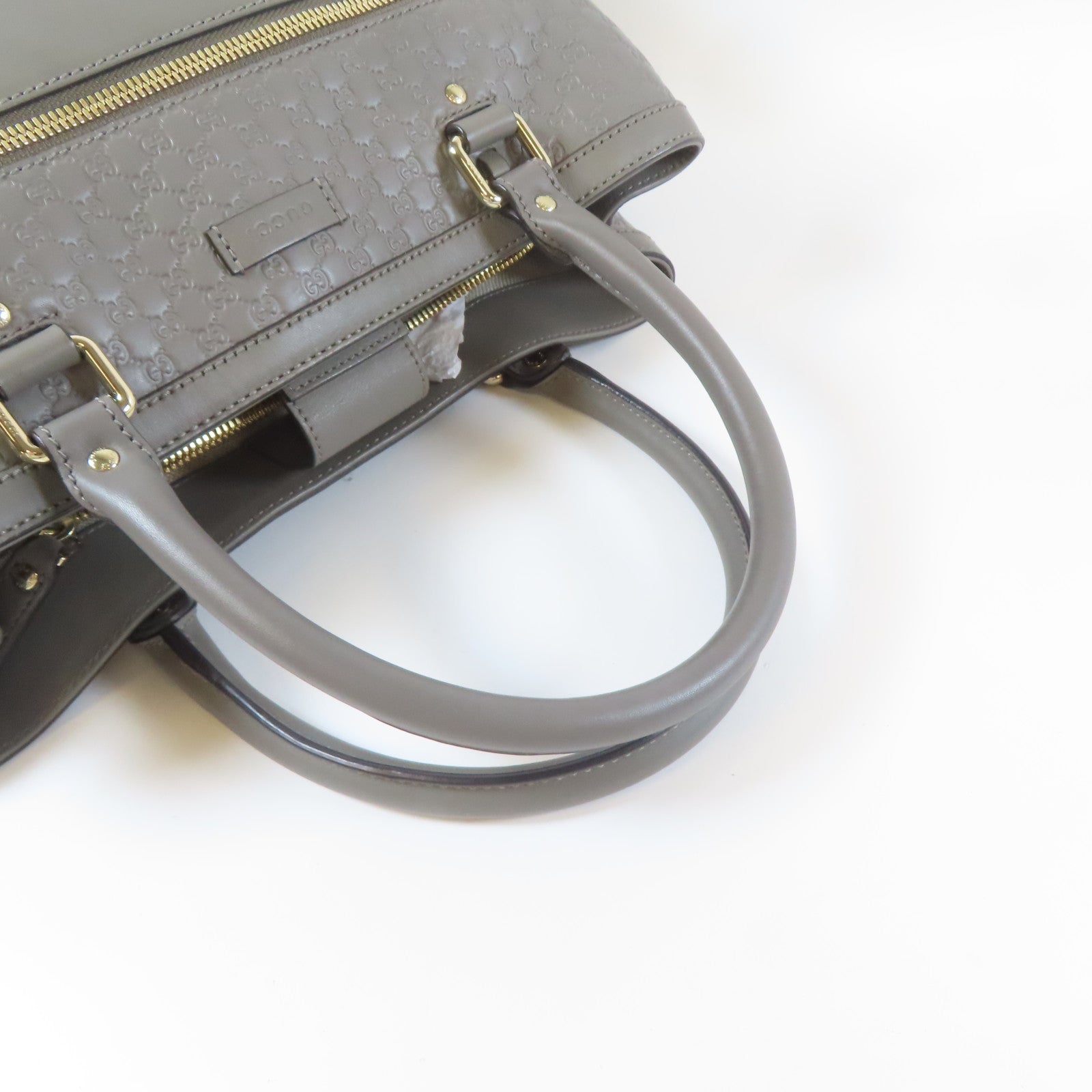 GUCCI 牛皮皮革Shoulder Bag金扣手挽肩背兩用袋灰色
