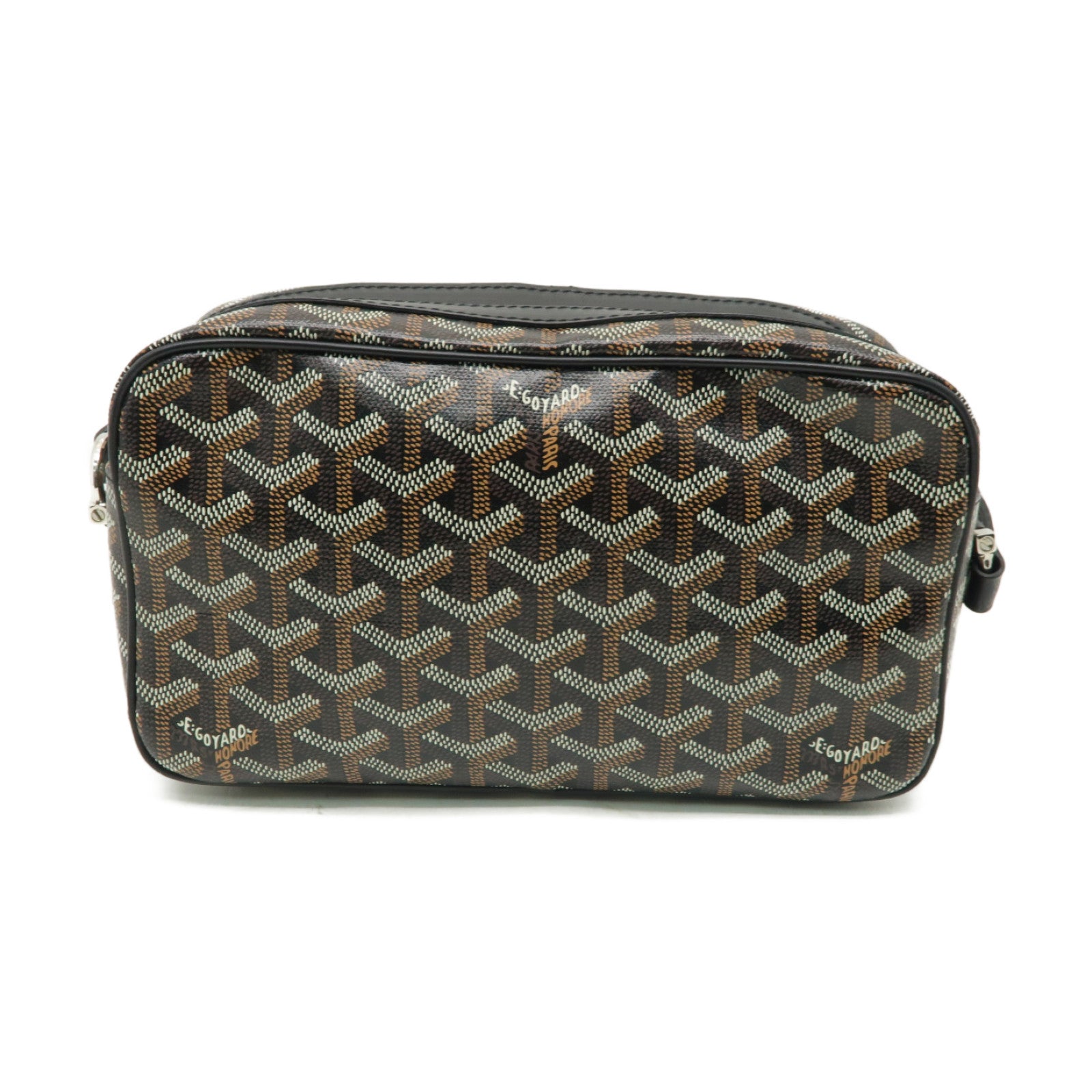 GOYARD 塗層帆布Cap-Vert PM銀扣肩背袋黒色/棕色