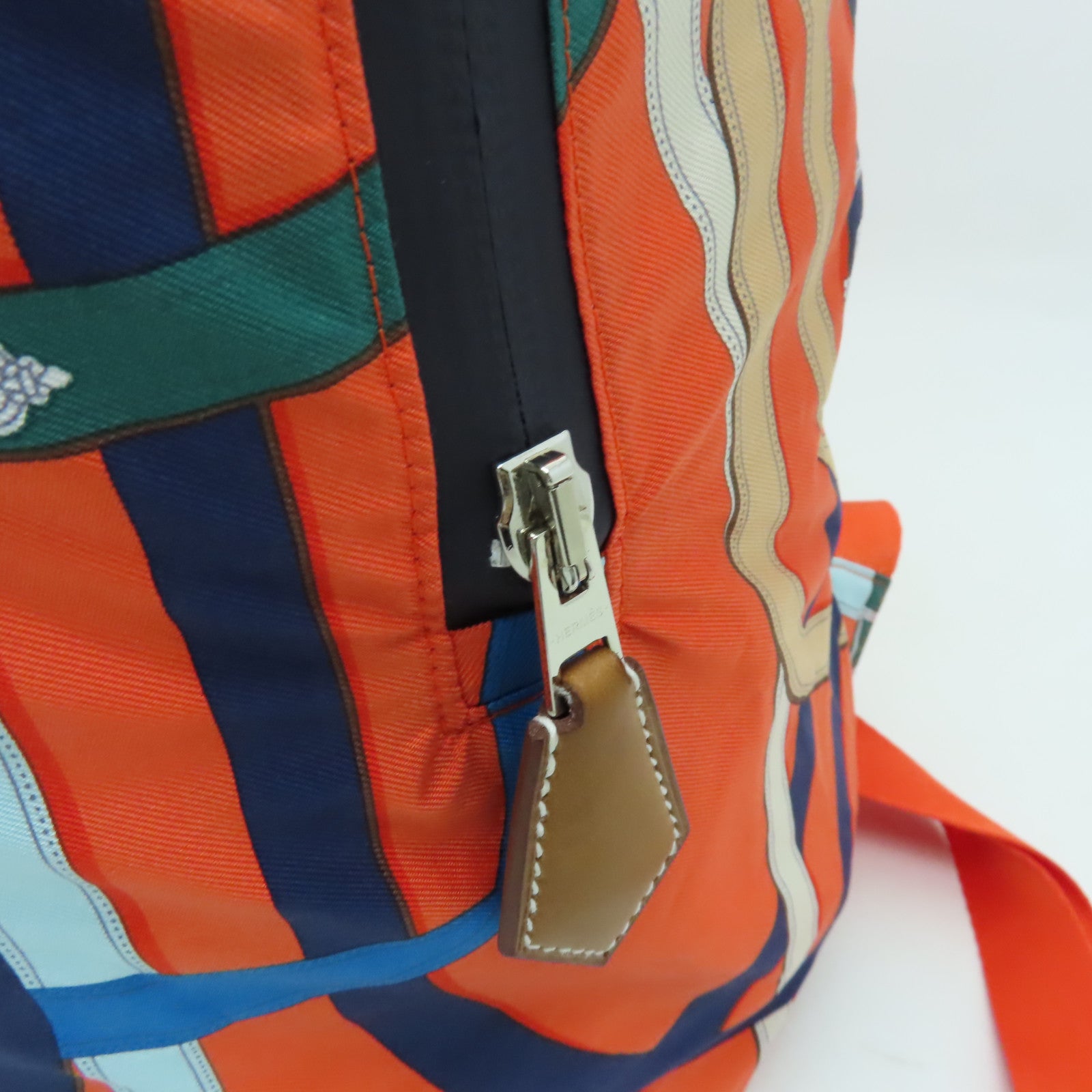 HERMES 絲質Airsilk Backpack銀扣背包橙色