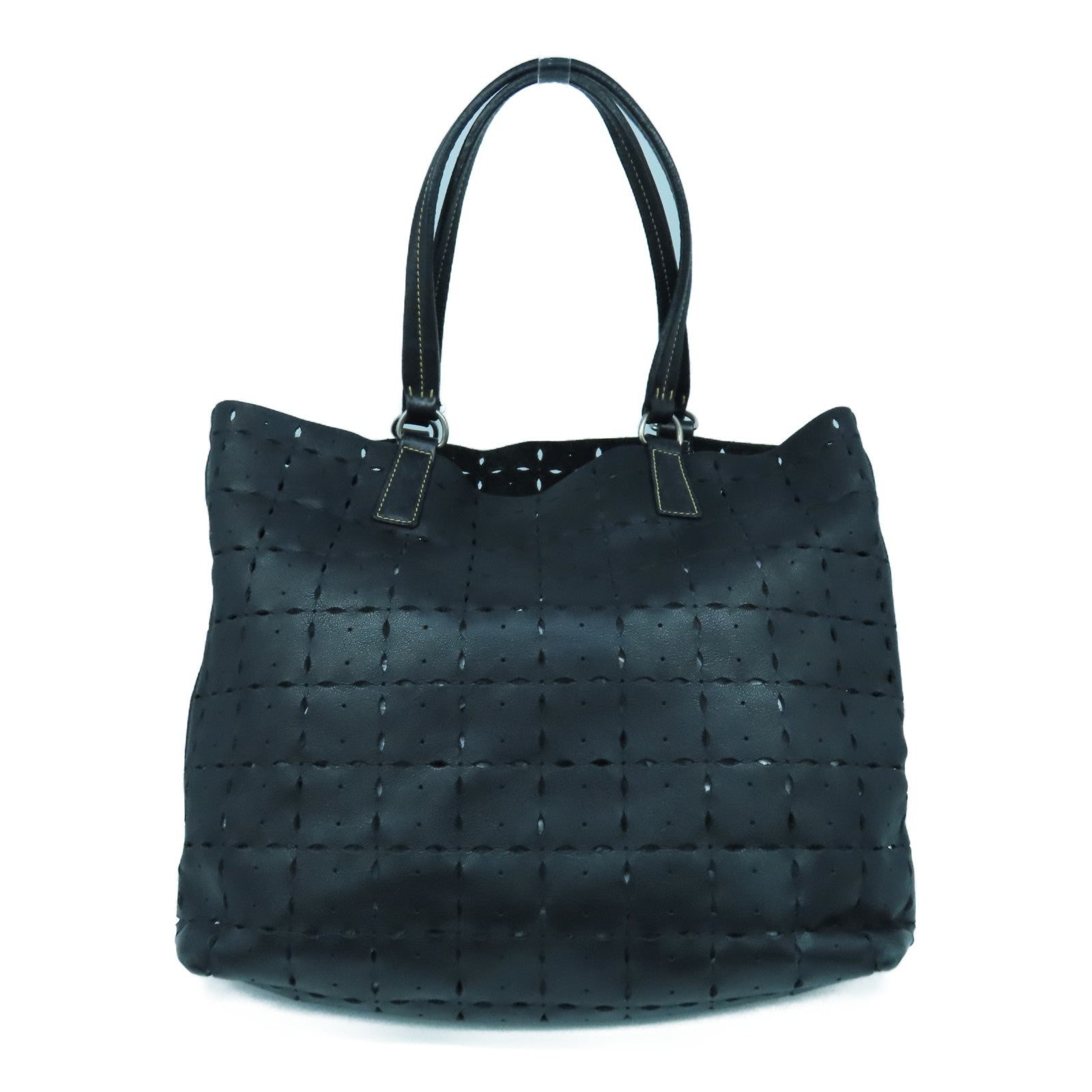 Miu Miu 牛皮皮革Tote Bag銀扣手挽袋黑色