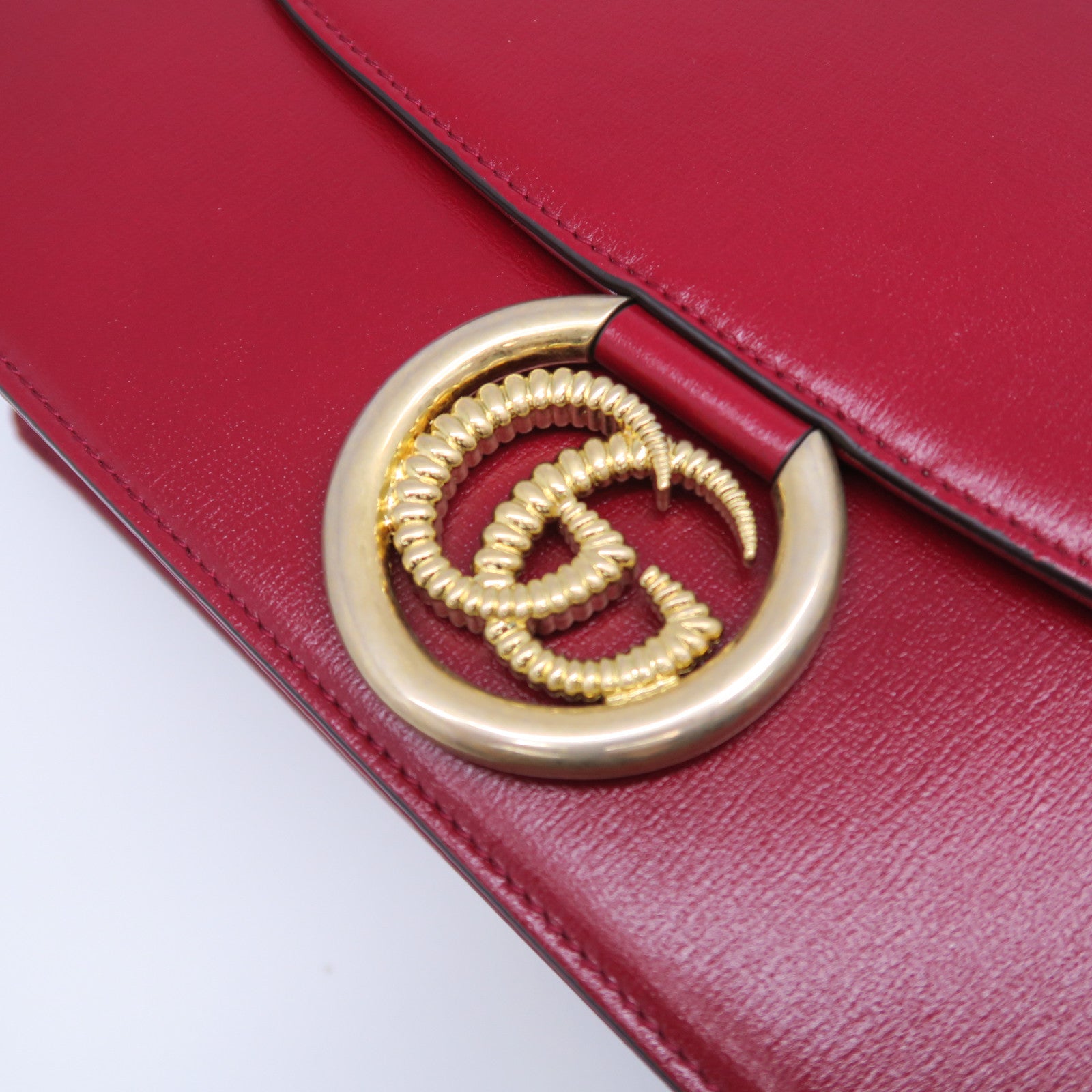 GUCCI 牛皮皮革Shoulder Bag金扣肩背袋紅色