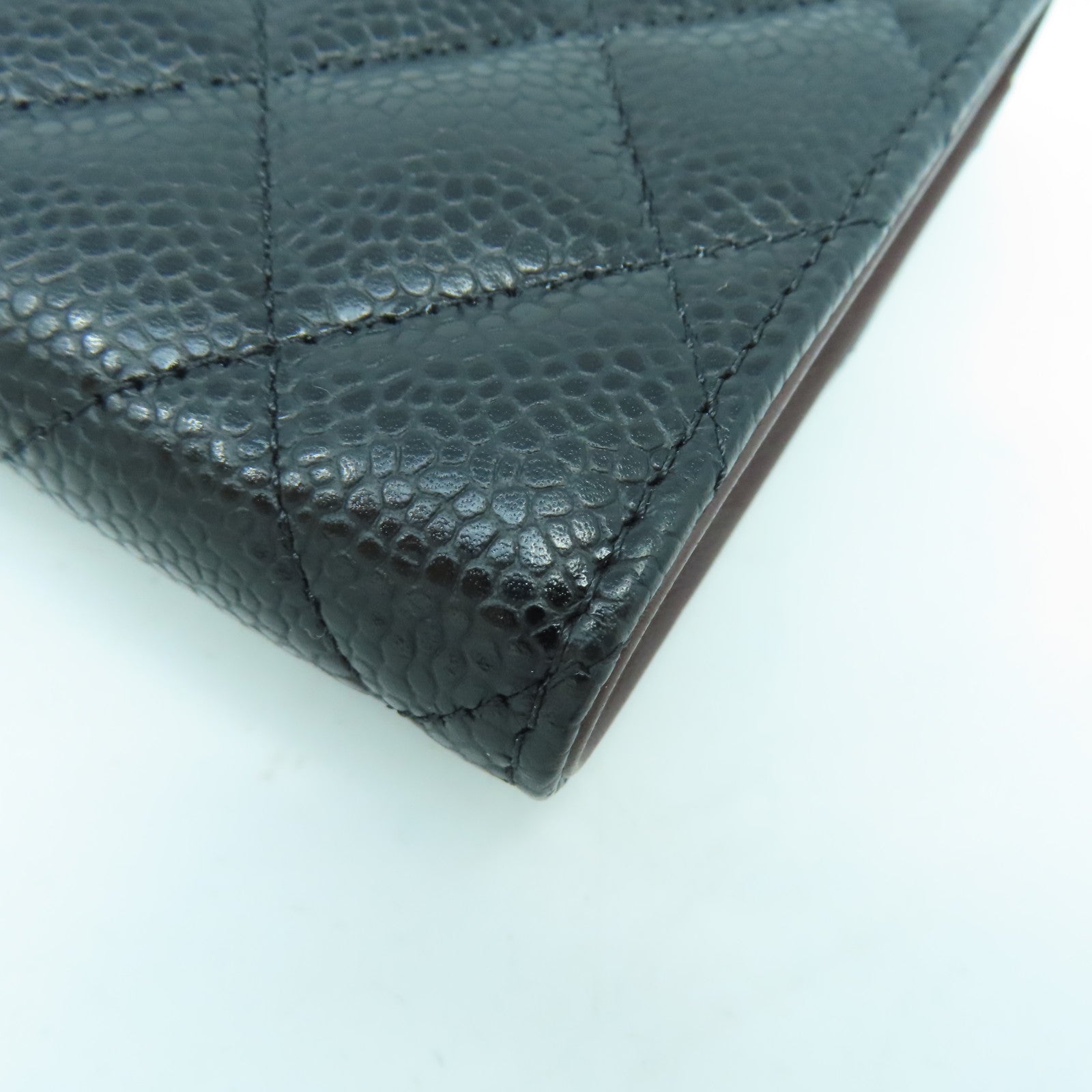 CHANEL 菱格Caviar皮革Wallet金扣錢包黑色