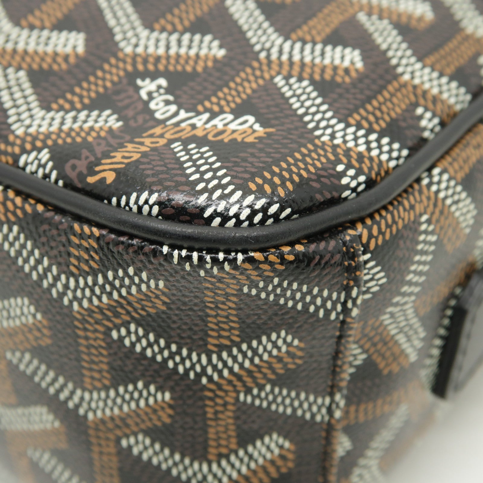 GOYARD 塗層帆布Cap-Vert PM銀扣肩背袋黒色/棕色