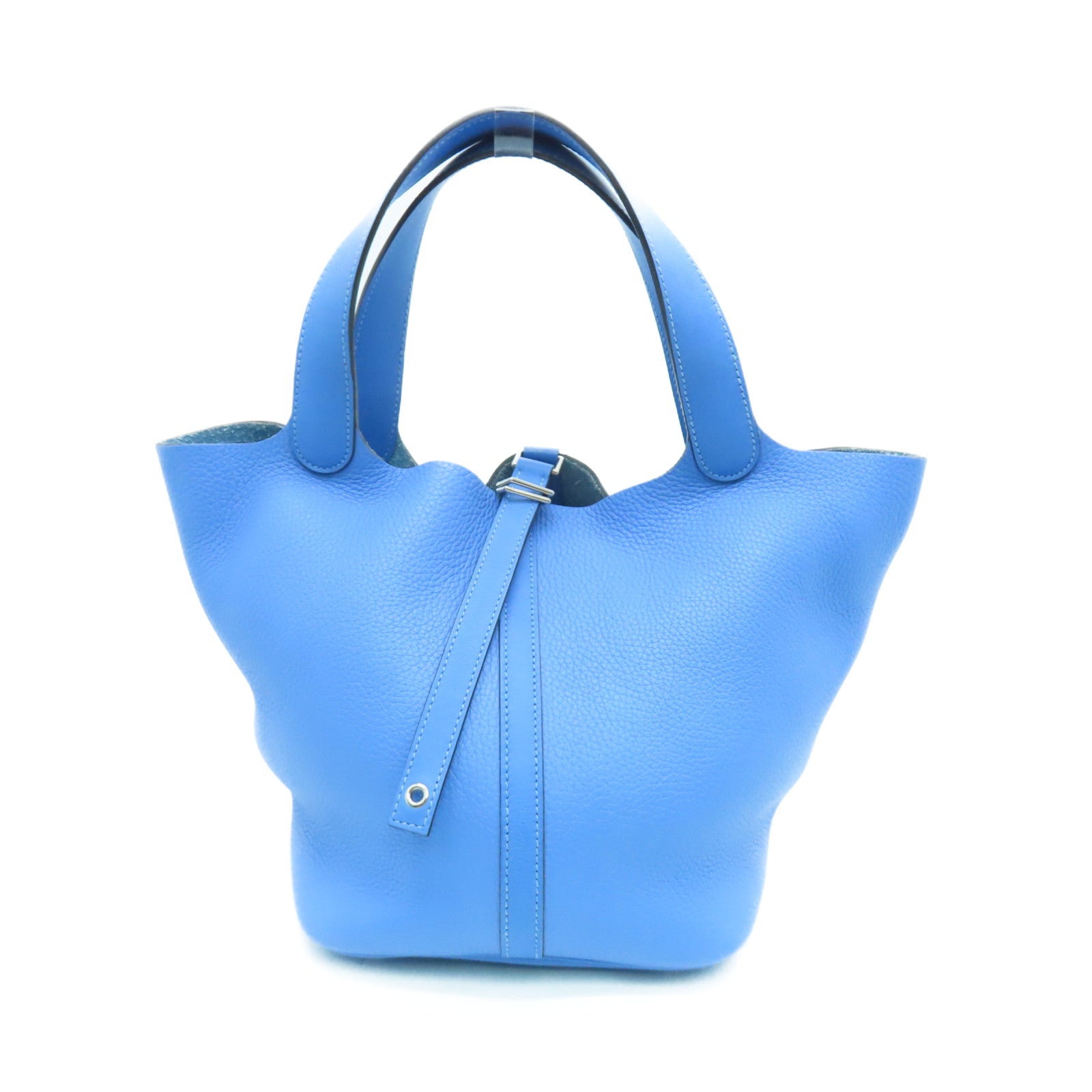 HERMES Clemence皮革Picotin MM手挽袋Bleu Paradis藍色