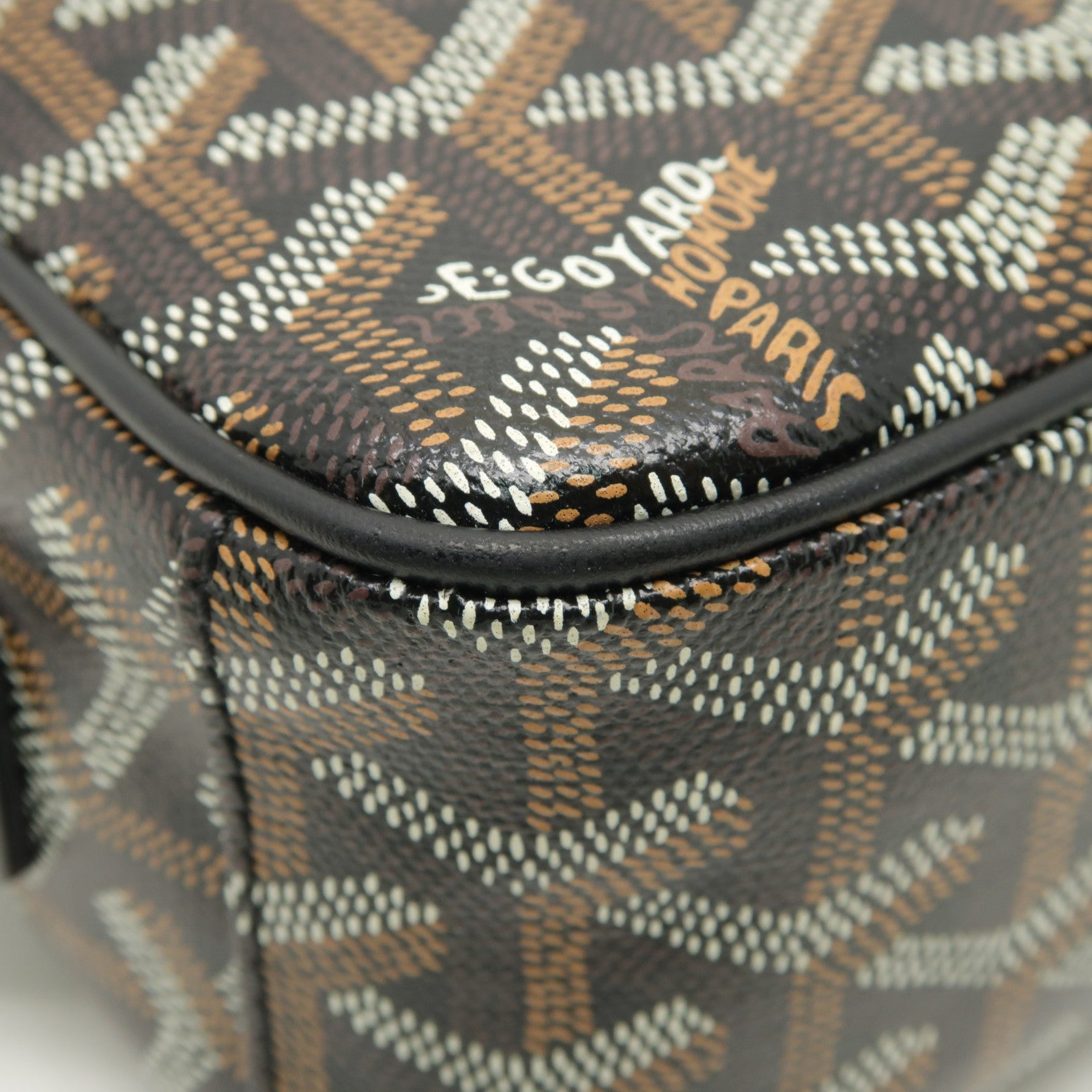 GOYARD 塗層帆布Cap-Vert PM銀扣肩背袋黒色/棕色