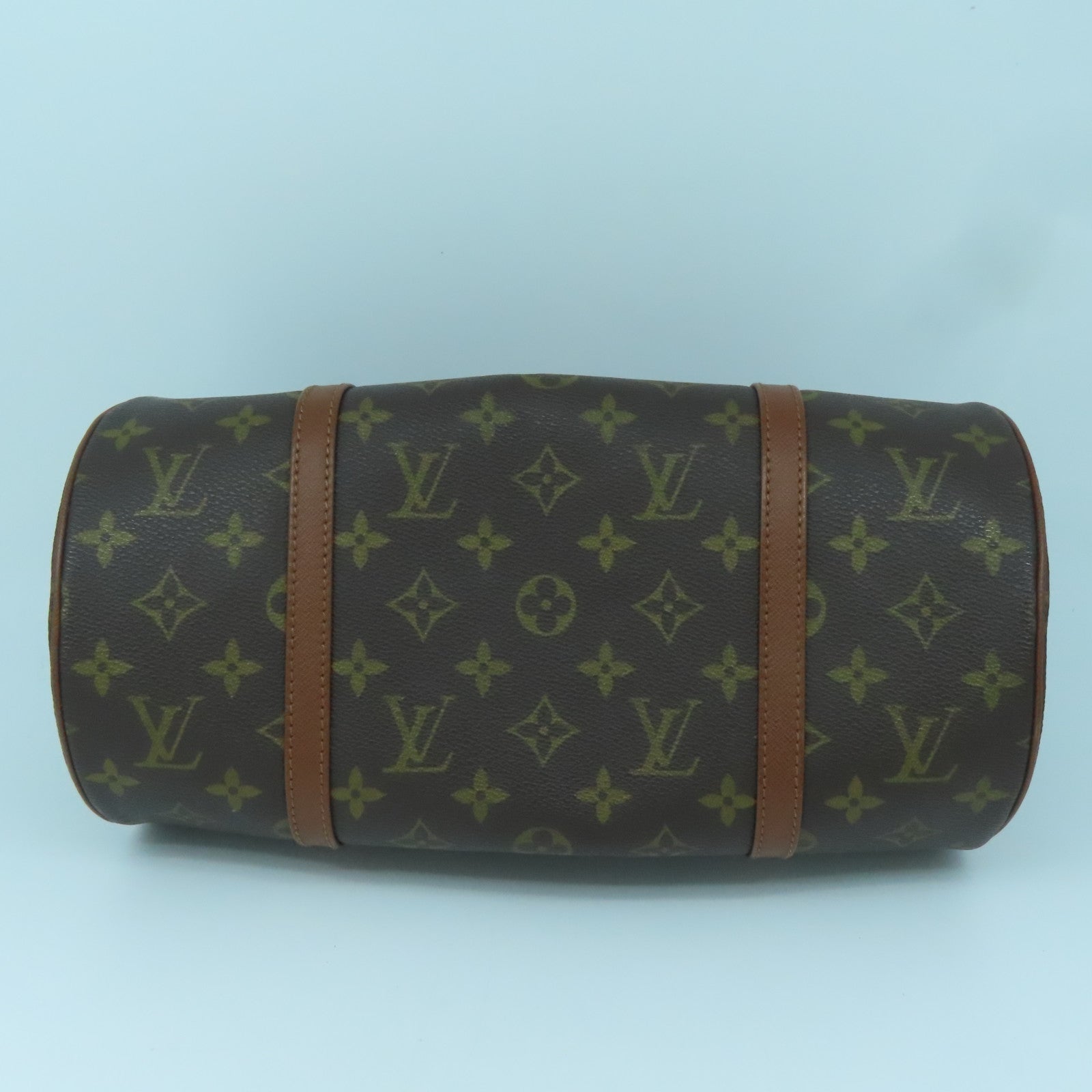 LOUIS VUITTON Monogram Papillon gold buckle handle bag brown