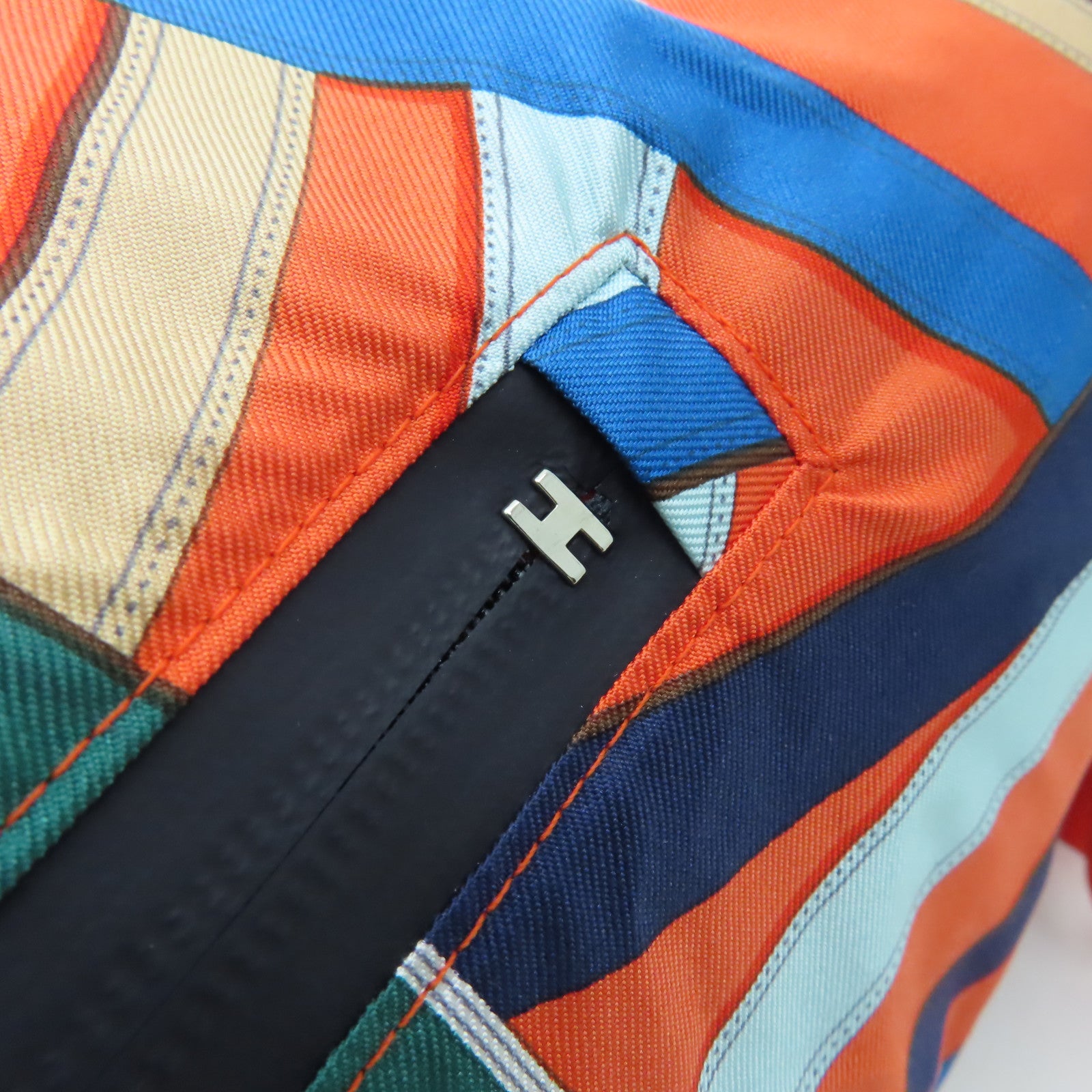 HERMES 絲質Airsilk Backpack銀扣背包橙色