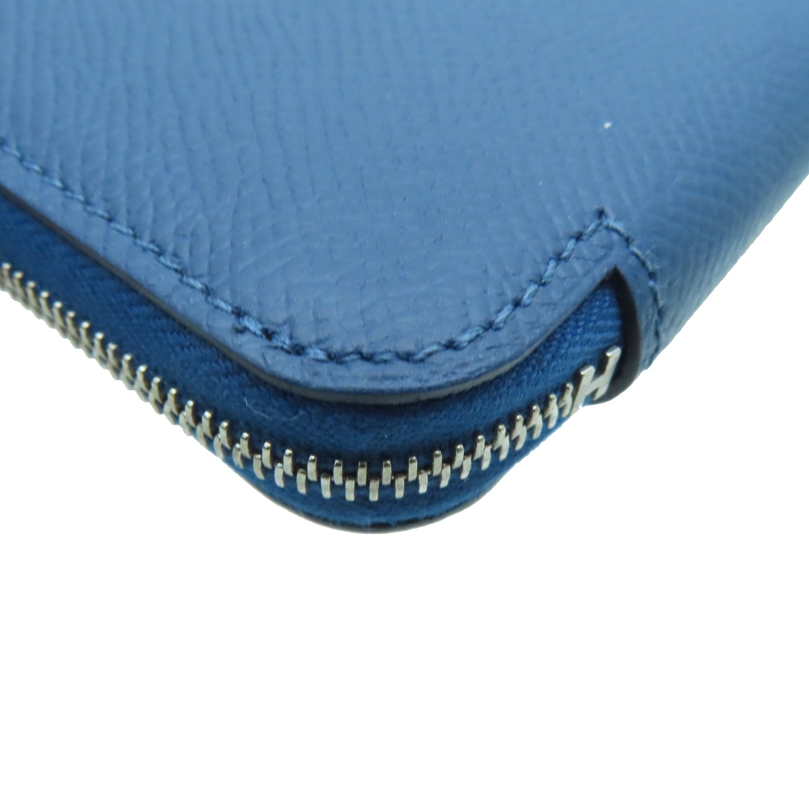 HERMES 【激減優惠】Epsom皮革Silk‘in Compact Wallet拉鏈錢包藍色