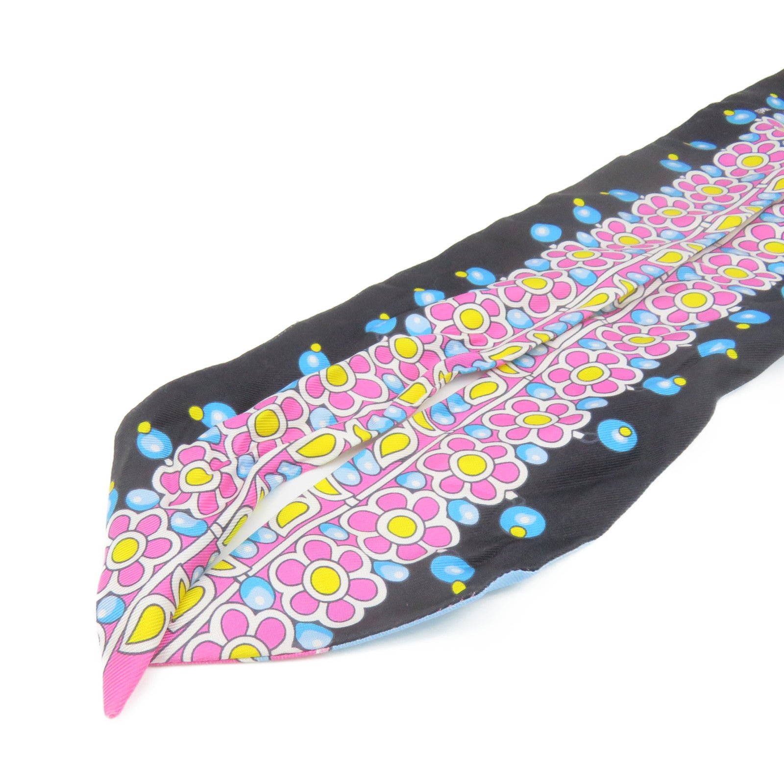 HERMES Silk Twilly Scarf Light Blue/Pink/Color