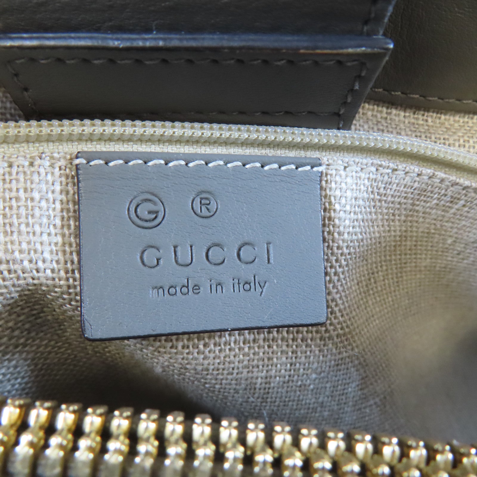 GUCCI 牛皮皮革Shoulder Bag金扣手挽肩背兩用袋灰色