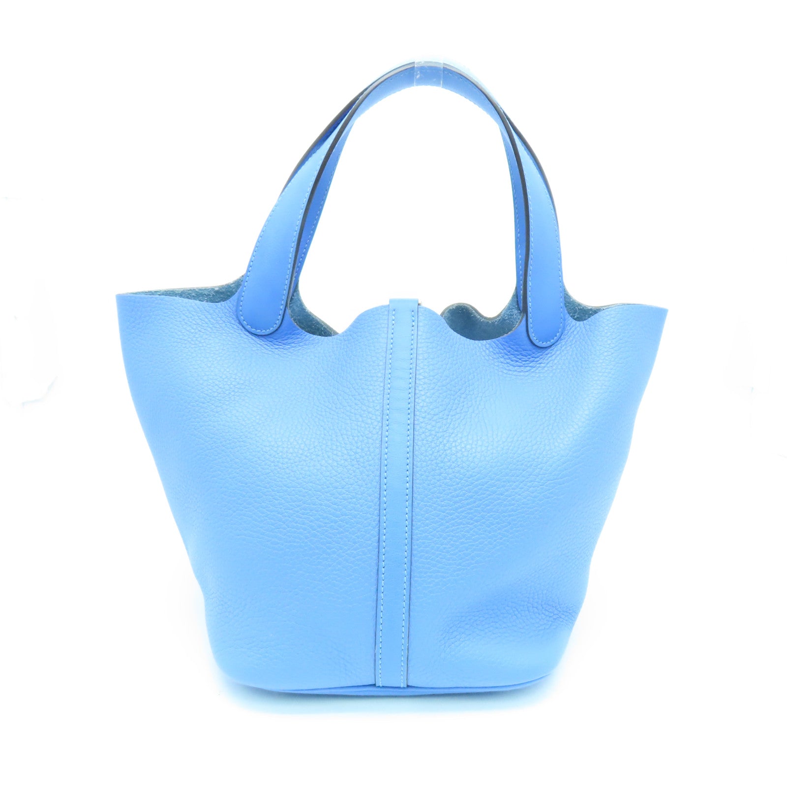 HERMES Clemence皮革Picotin MM手挽袋Bleu Paradis藍色