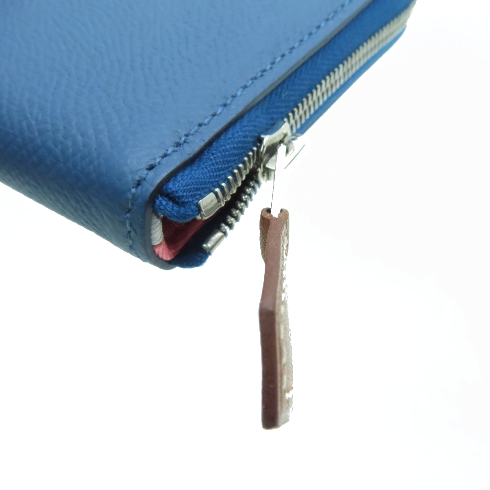 HERMES 【激減優惠】Epsom皮革Silk‘in Compact Wallet拉鏈錢包藍色