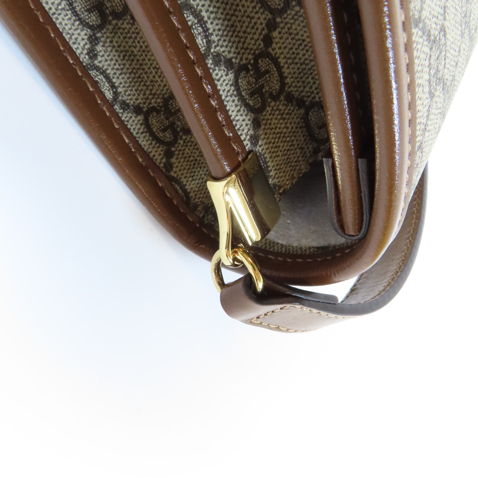 GUCCI 塗層帆布GG Retro金扣肩背袋啡色