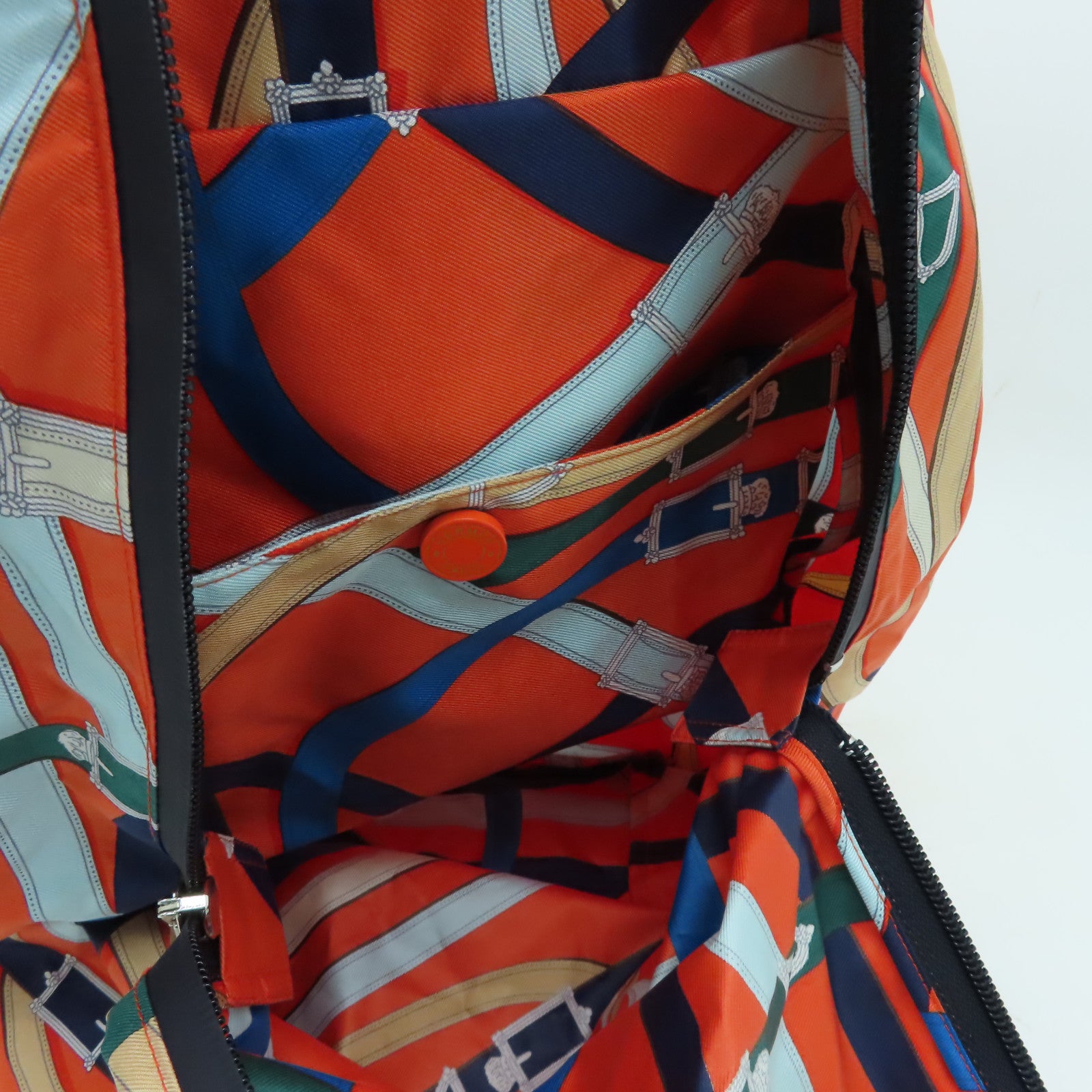 HERMES 絲質Airsilk Backpack銀扣背包橙色