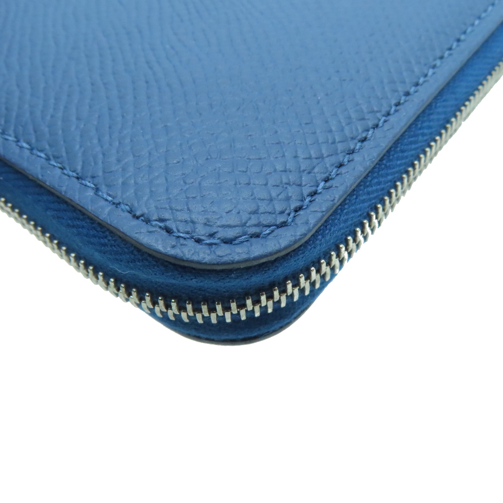 HERMES 【激減優惠】Epsom皮革Silk‘in Compact Wallet拉鏈錢包藍色