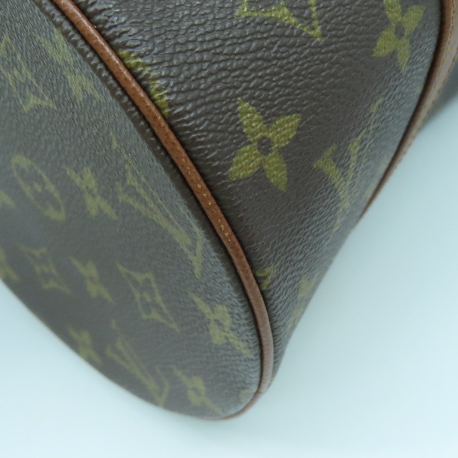 LOUIS VUITTON Monogram Papillon gold buckle handle bag brown