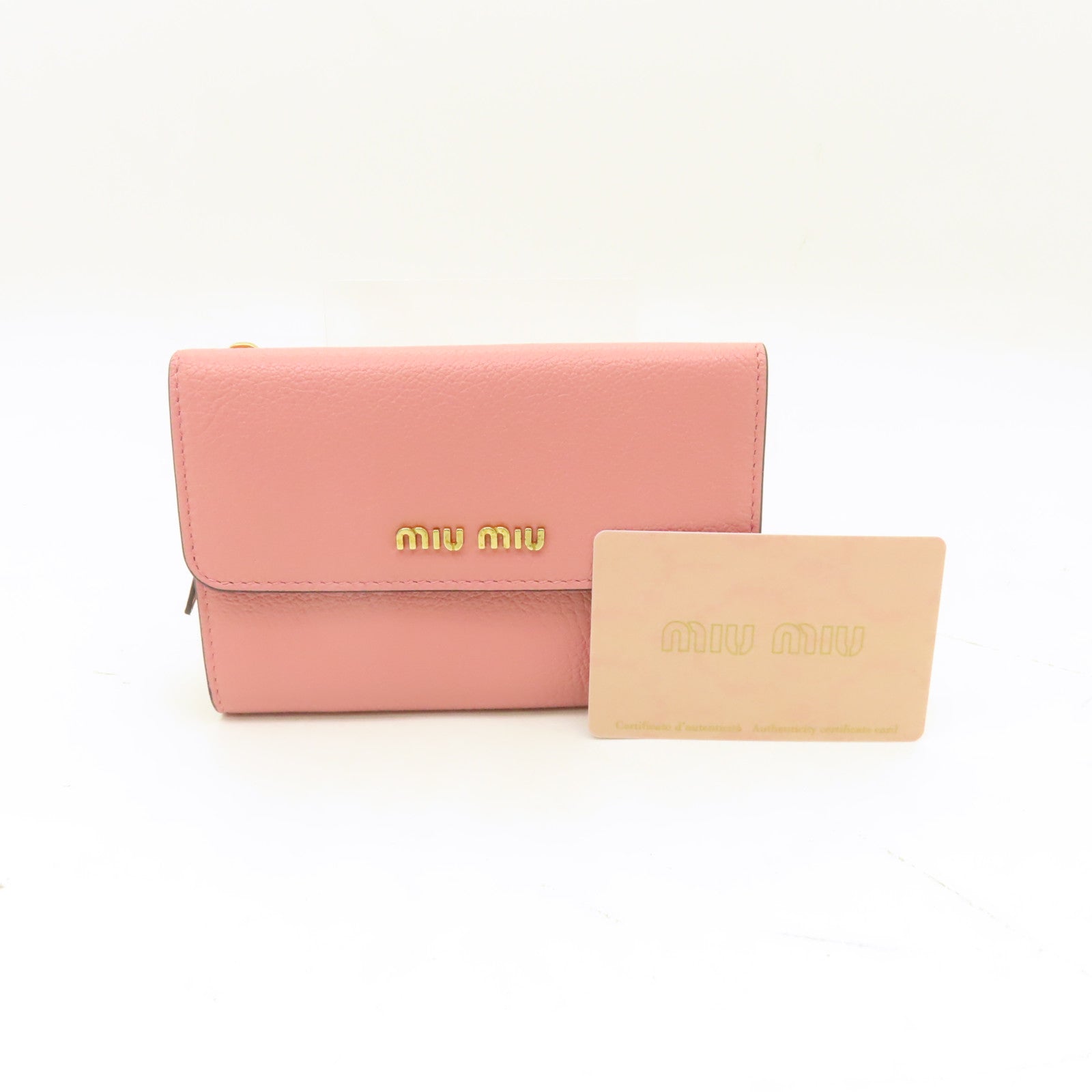 Miu Miu 牛皮皮革Wallet金扣錢包粉紅色