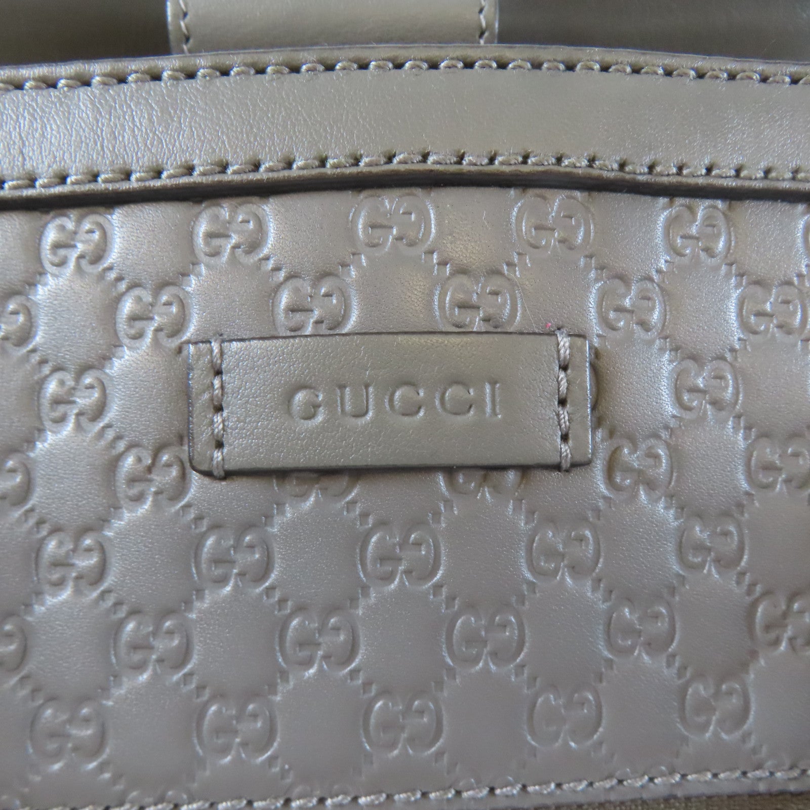GUCCI 牛皮皮革Shoulder Bag金扣手挽肩背兩用袋灰色