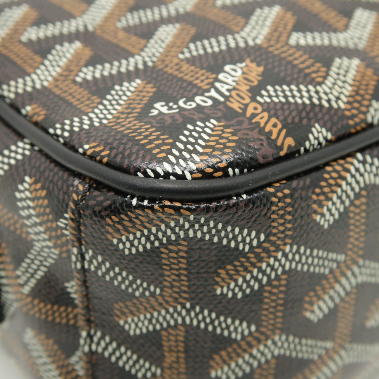 GOYARD 塗層帆布Cap-Vert PM銀扣肩背袋黒色/棕色