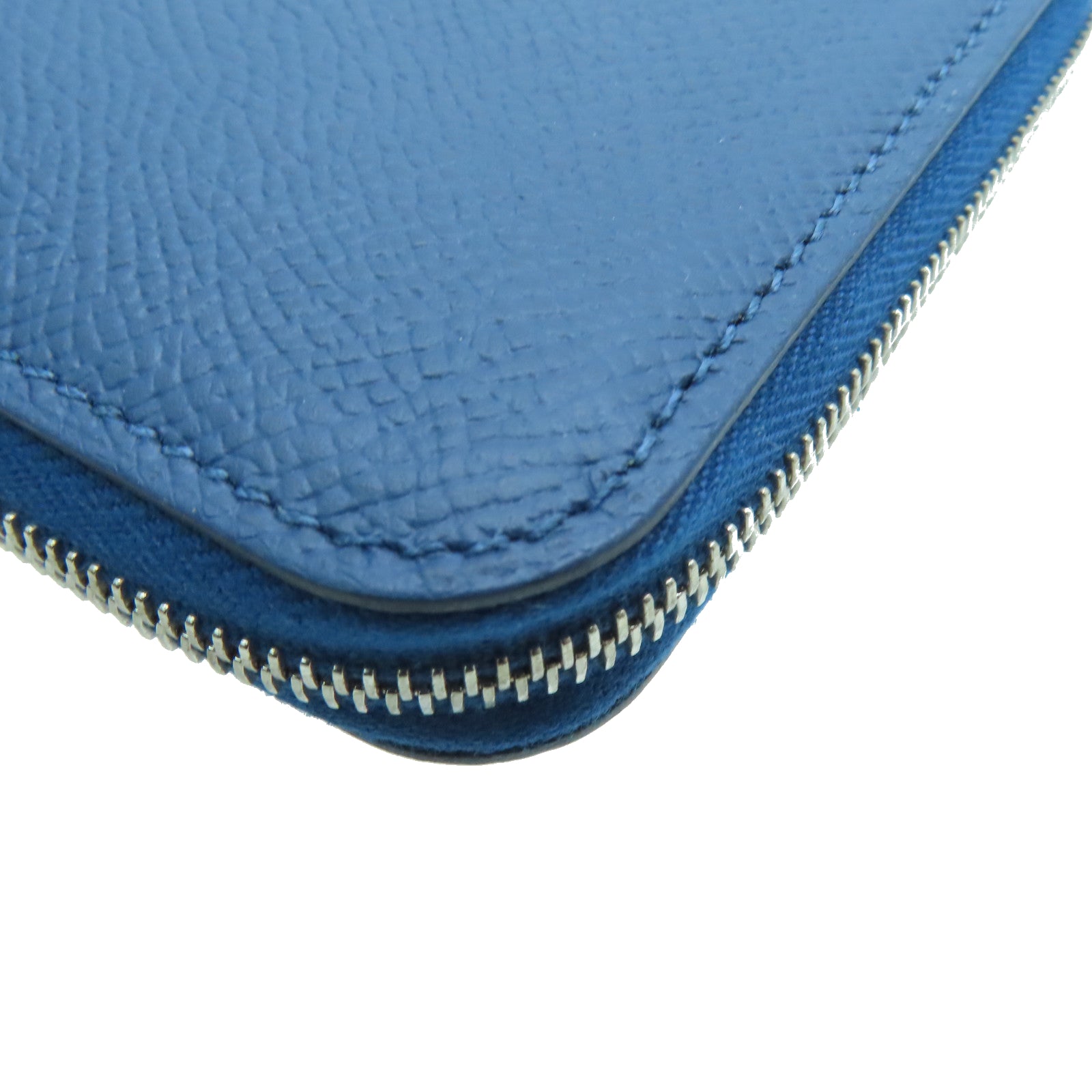 HERMES 【激減優惠】Epsom皮革Silk‘in Compact Wallet拉鏈錢包藍色