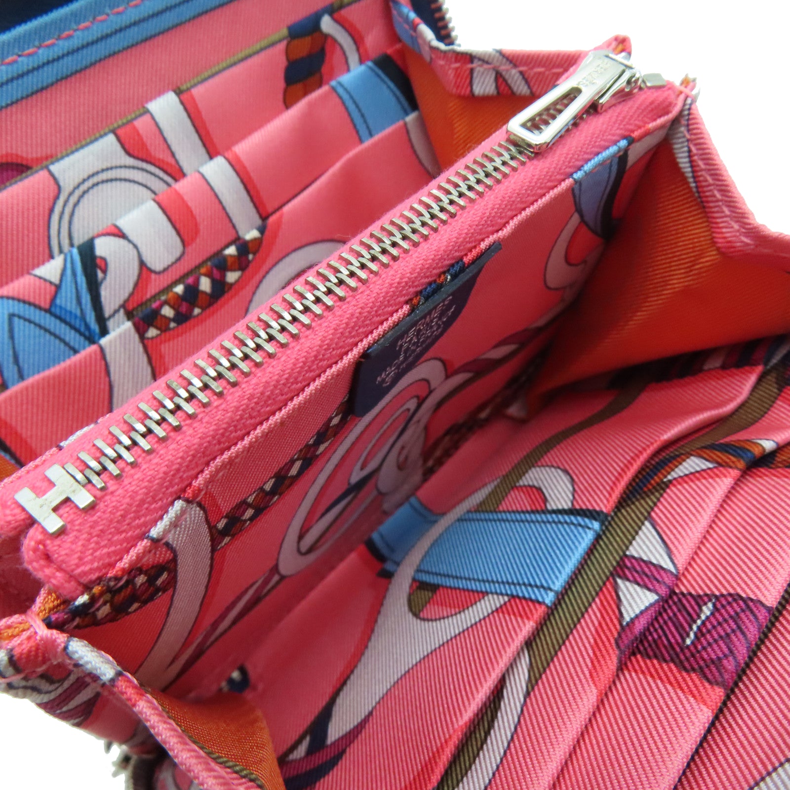 HERMES 【激減優惠】Epsom皮革Silk‘in Compact Wallet拉鏈錢包藍色
