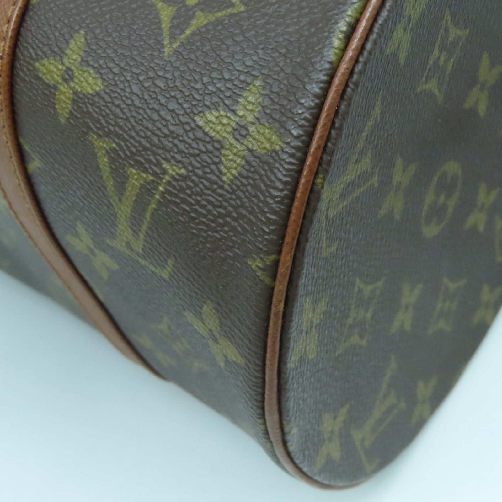 LOUIS VUITTON Monogram Papillon gold buckle handle bag brown