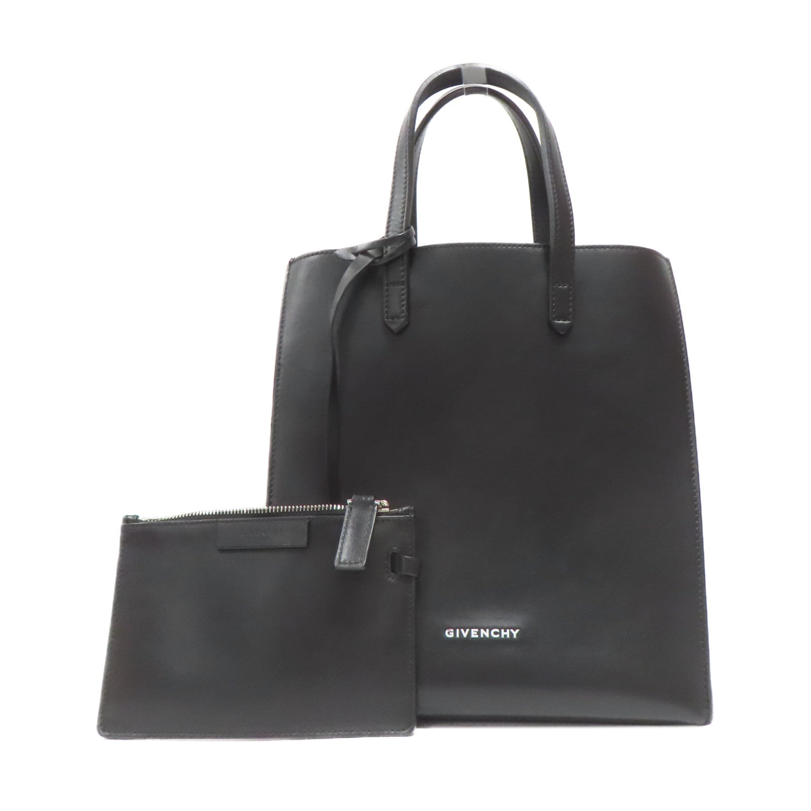 GIVENCHY 牛皮皮革Tote Bag銀扣手挽袋黑色