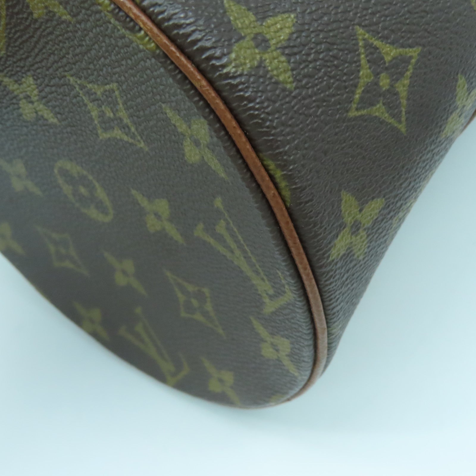 LOUIS VUITTON Monogram Papillon gold buckle handle bag brown